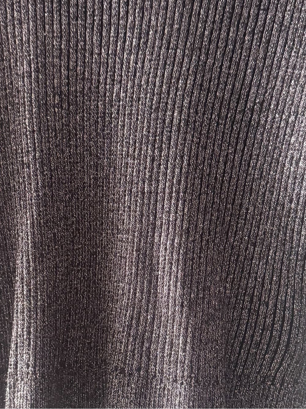 H&M Divided Black Metallic Ribbed Mock Neck Crop Top S - Thumbnail 4