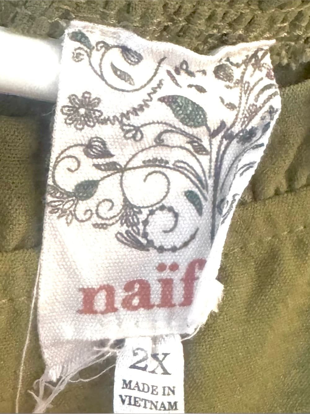 Naif Women's Olive Green Ruffle Trim Babydoll Top Plus Size 2X - Thumbnail 5