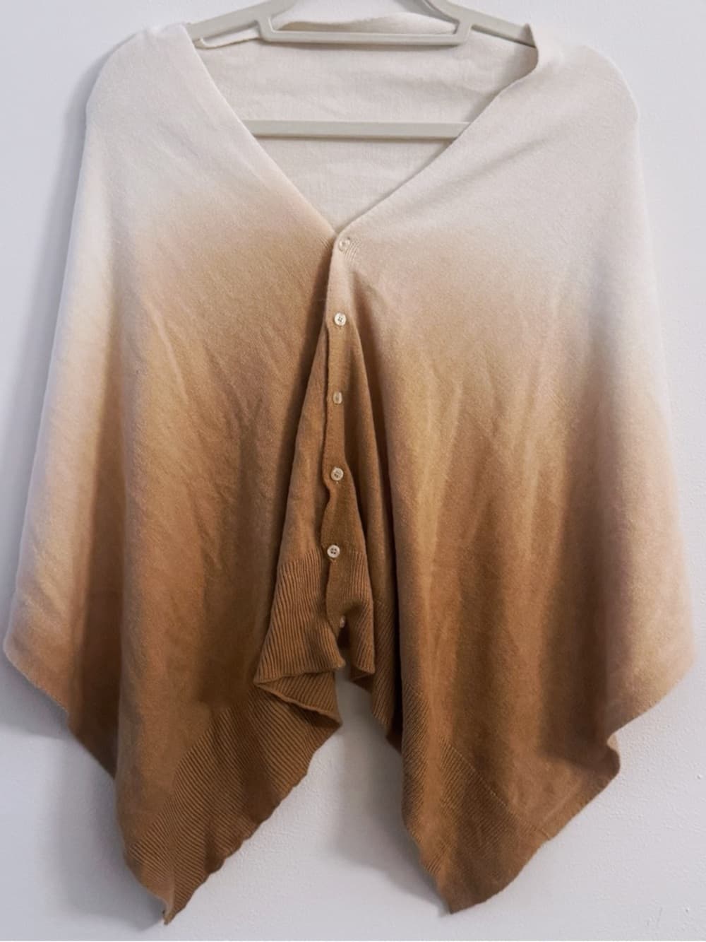 No Label Beige Brown Ombre Button Front Cardigan OS Lightweight Knit