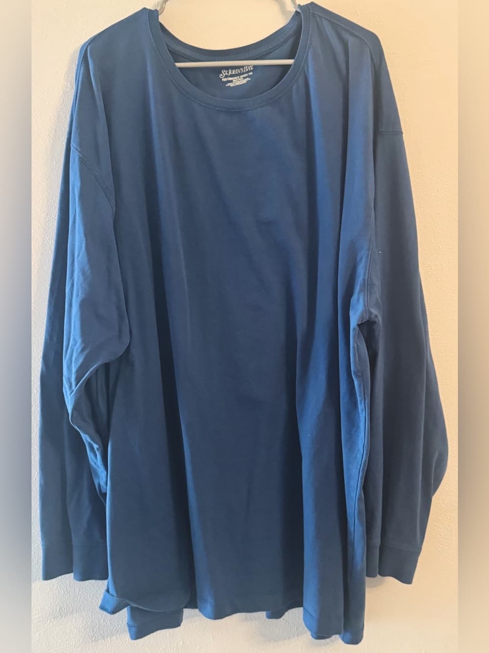 St. John's Bay Men's Blue Long Sleeve Performance Jersey Tee 4XLT Big & Tall