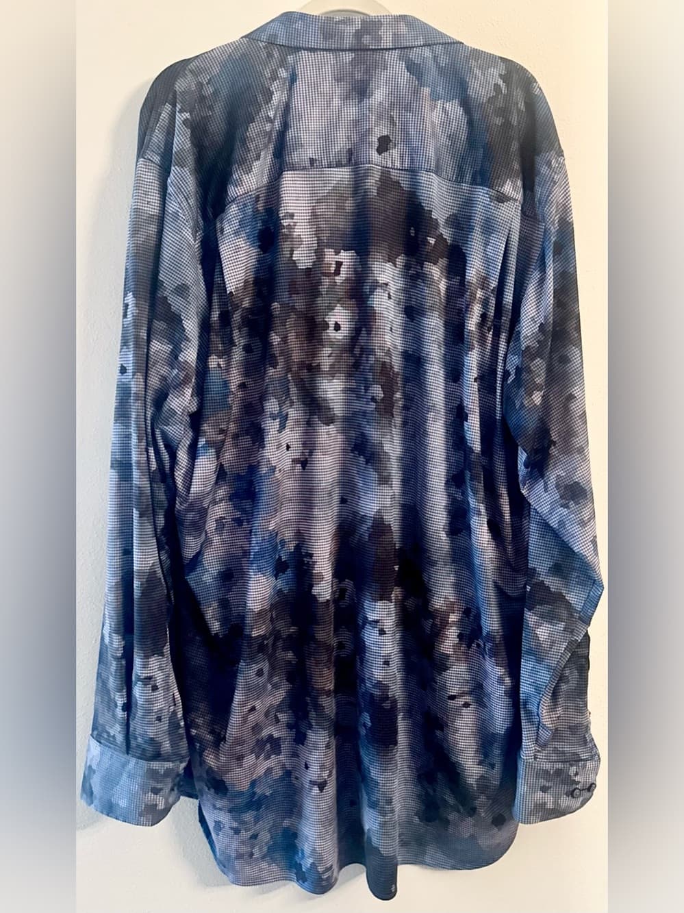 Visconti Black Blue Abstract Print Long Sleeve Shirt 2XLT Big & Tall - Thumbnail 2