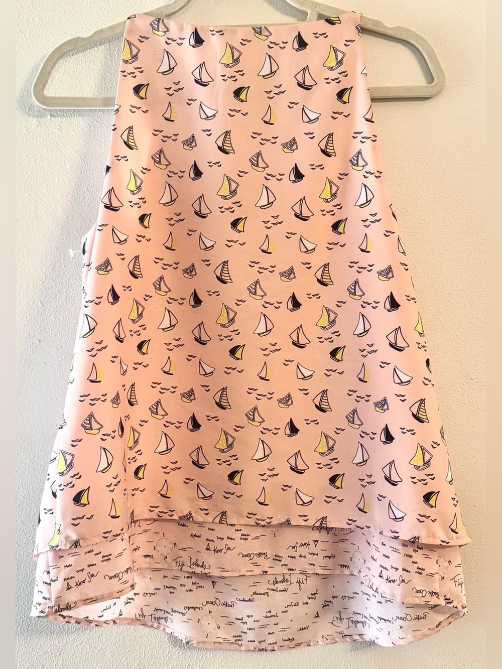 Maison Jules Women's Pink Nautical Sailboat Print Cami Tank Top Size Medium - Thumbnail 2