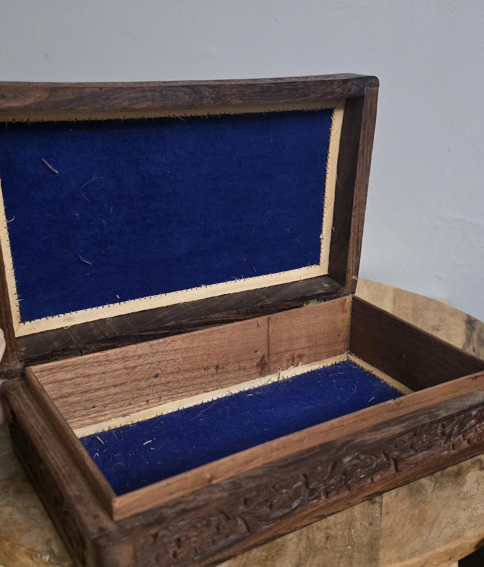 Vintage Sheesham Wood Inlay Jewelry Box - Thumbnail 4