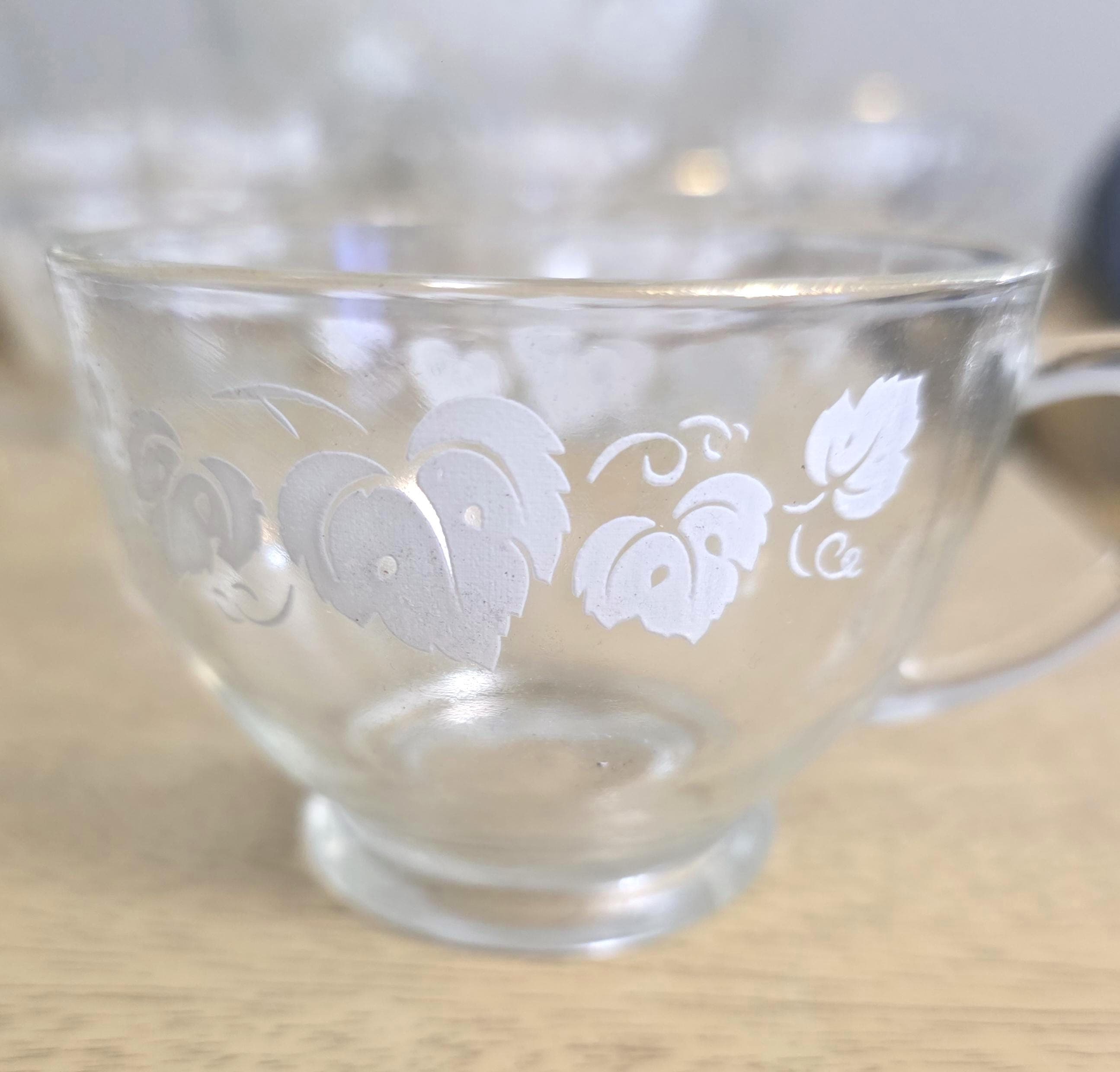 Vintage Anchor Hocking White Leaf Punch Bowl Set - Thumbnail 3