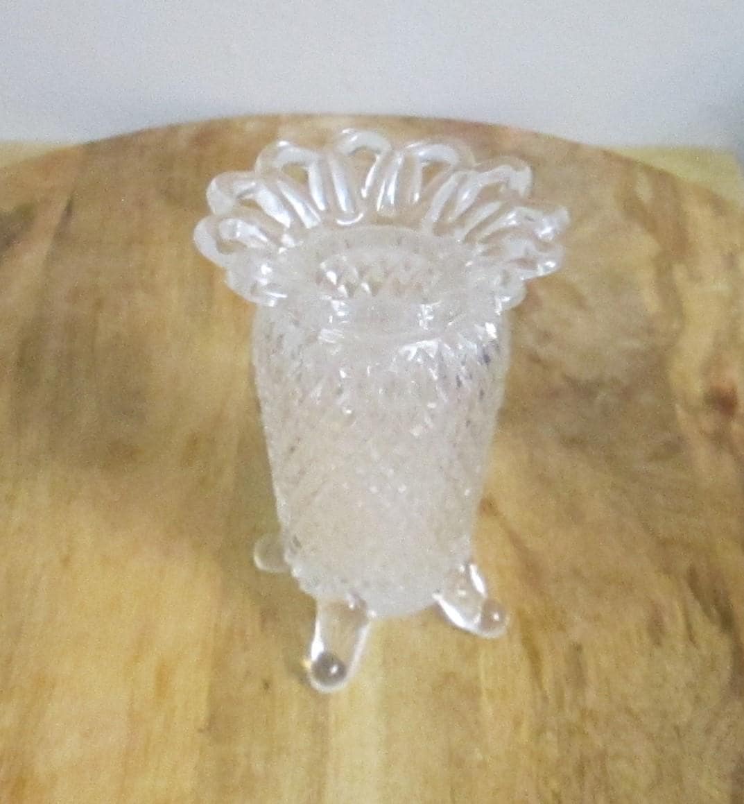 Vintage Indiana Glass Diamond Cut Glass Vase
