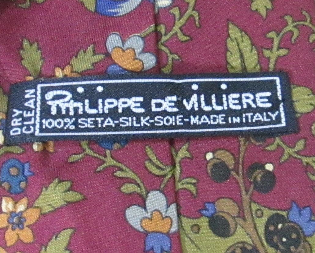 Vintage Philippe de Villiere Italian Silk Necktie - Thumbnail 2