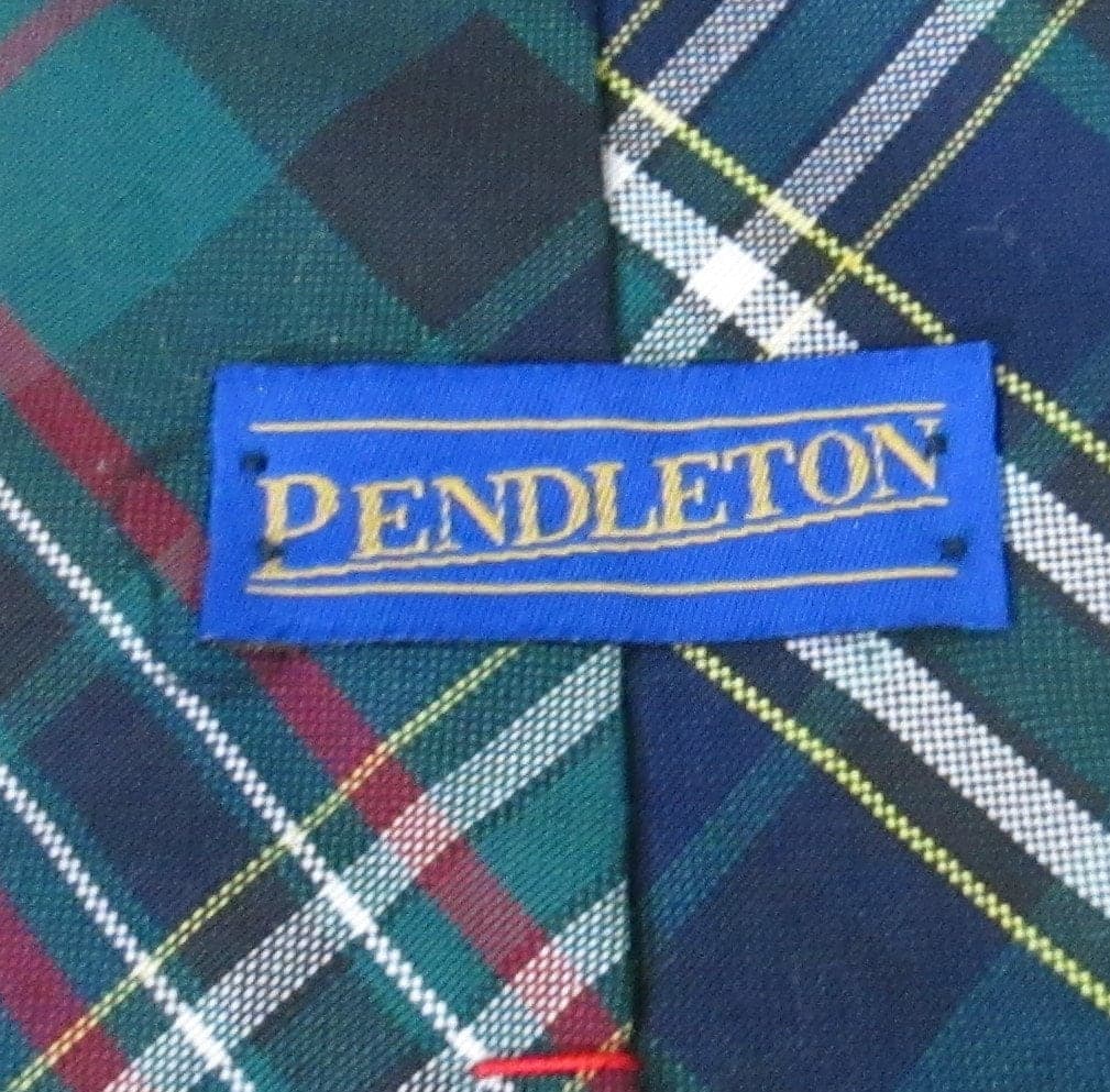 Vintage Pendleton Green Plaid Cotton Necktie - Thumbnail 2