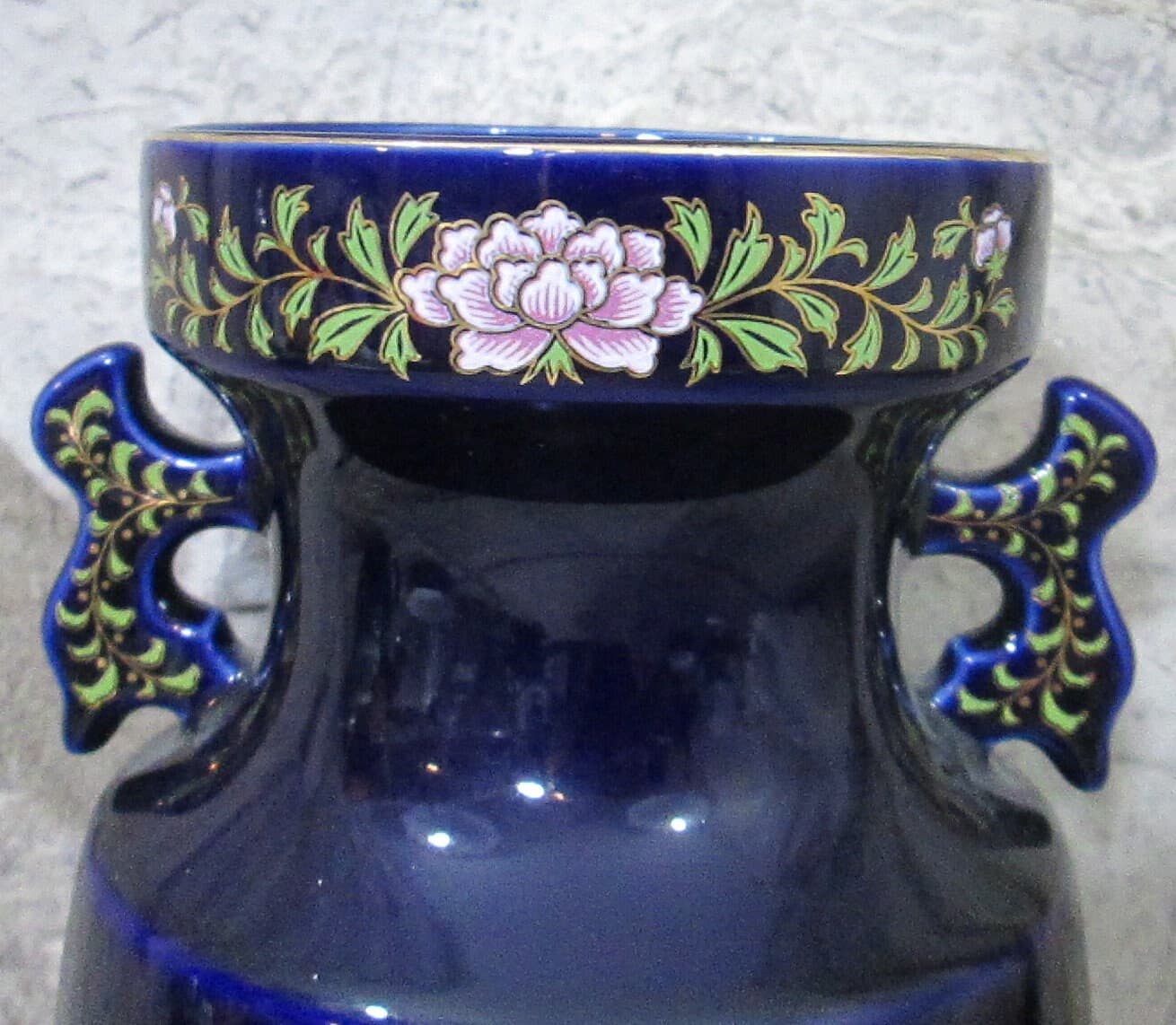 Vintage Japanese Kutani Showa Period Cobalt Blue Pheasant Vase - Thumbnail 3