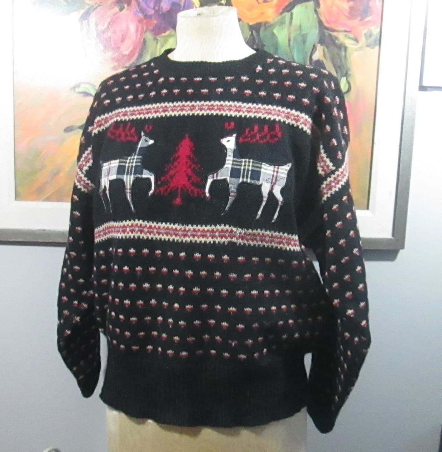 Vintage 1980's Shetland Wool Reindeer Sweater