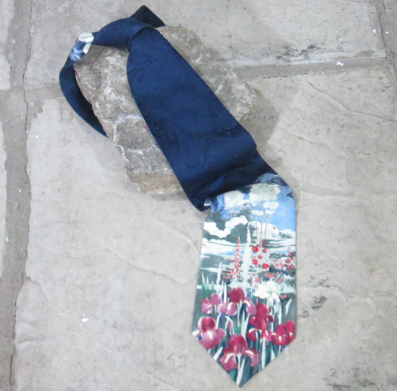 Vintage Paul Brent Gallery Silk Floral Print Necktie