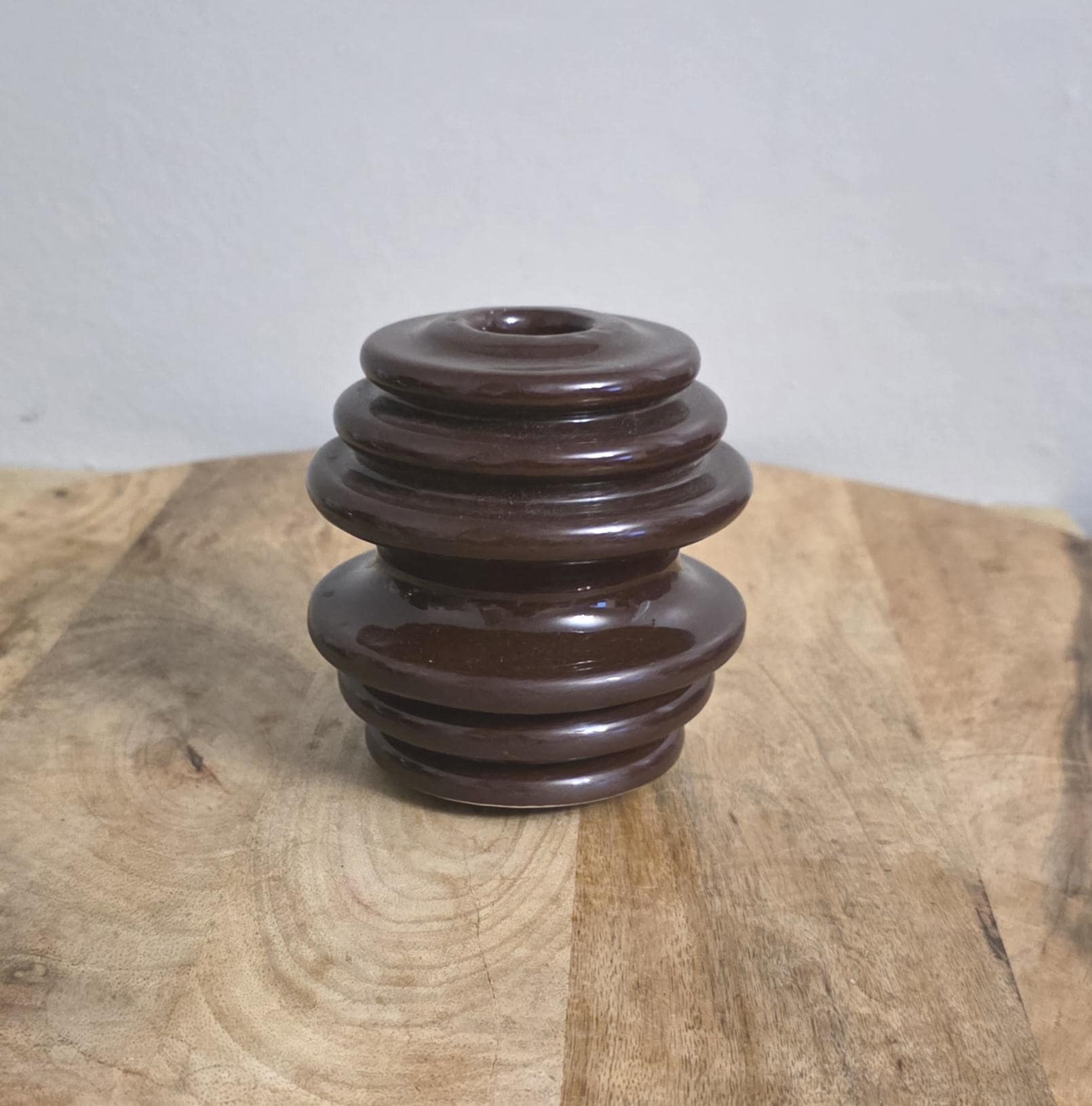 Vintage Brown Glaze Pottery Insulator