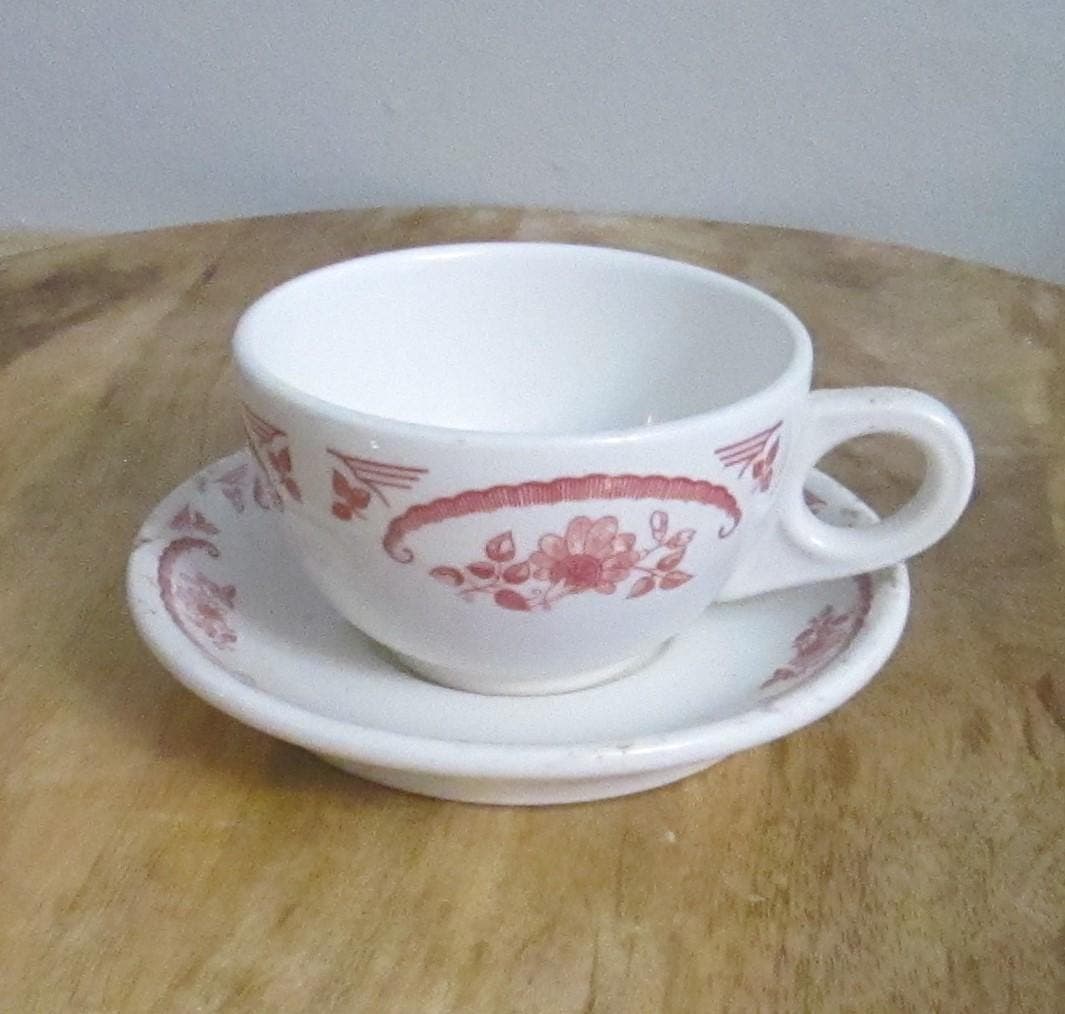 Vintage Homer Laughlin Chardon Rose Pattern Cup and Saucer - Thumbnail 2