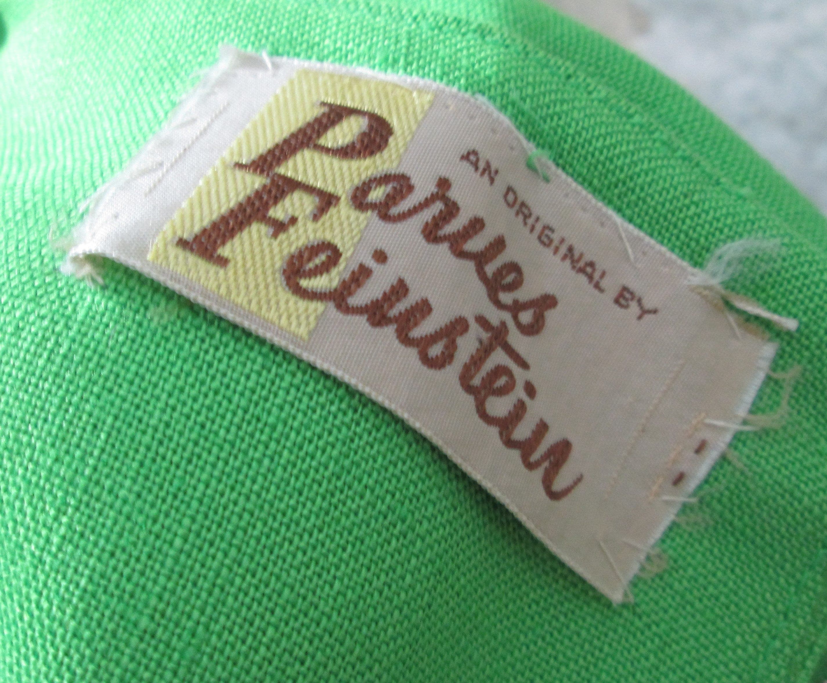 Vintage 50's Parues Feinstein Green FLoral Accent Sheath Dress - Thumbnail 4