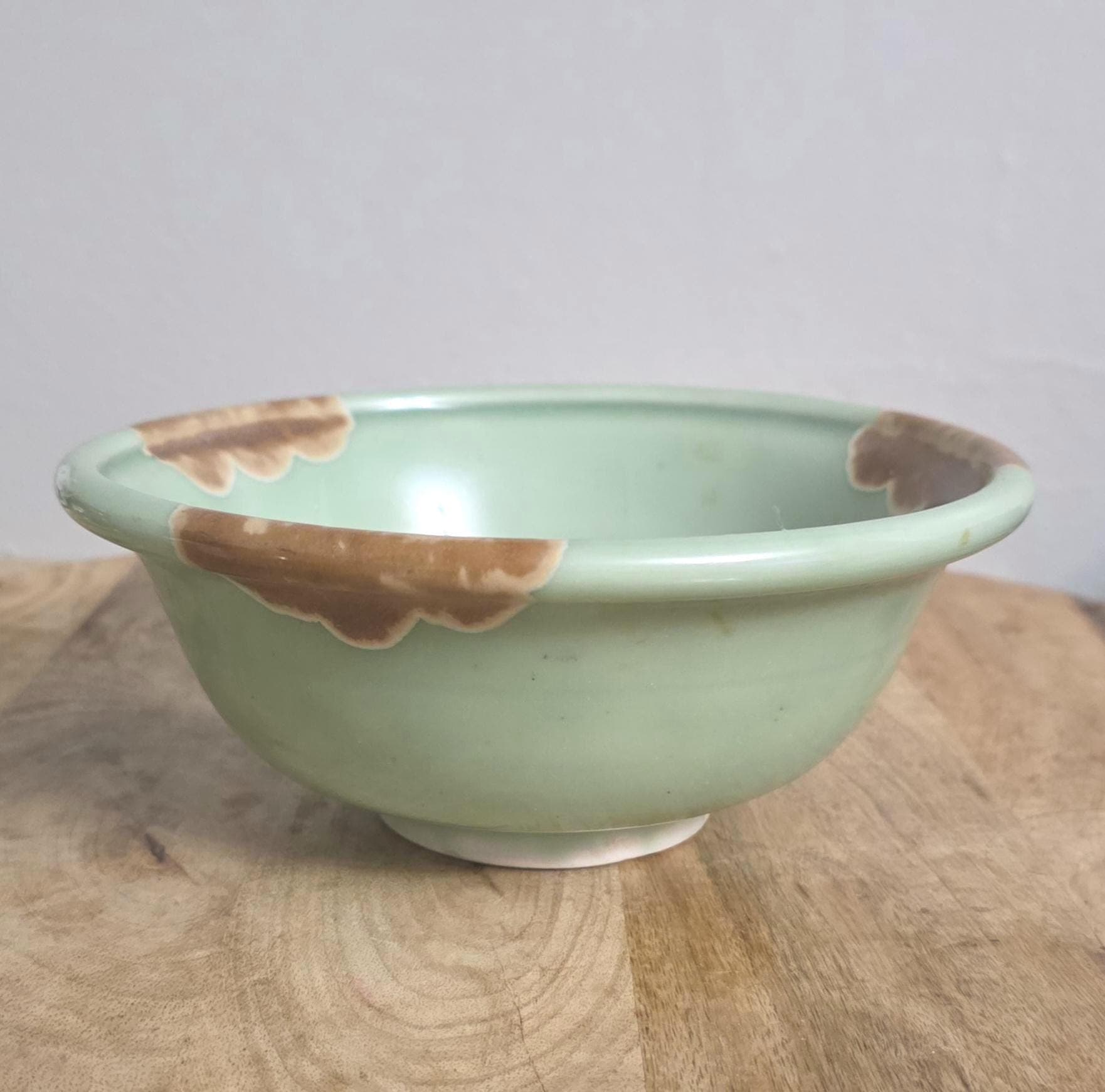 Vintage Japanese Celadon & Iron Oxide Oriental Bowl