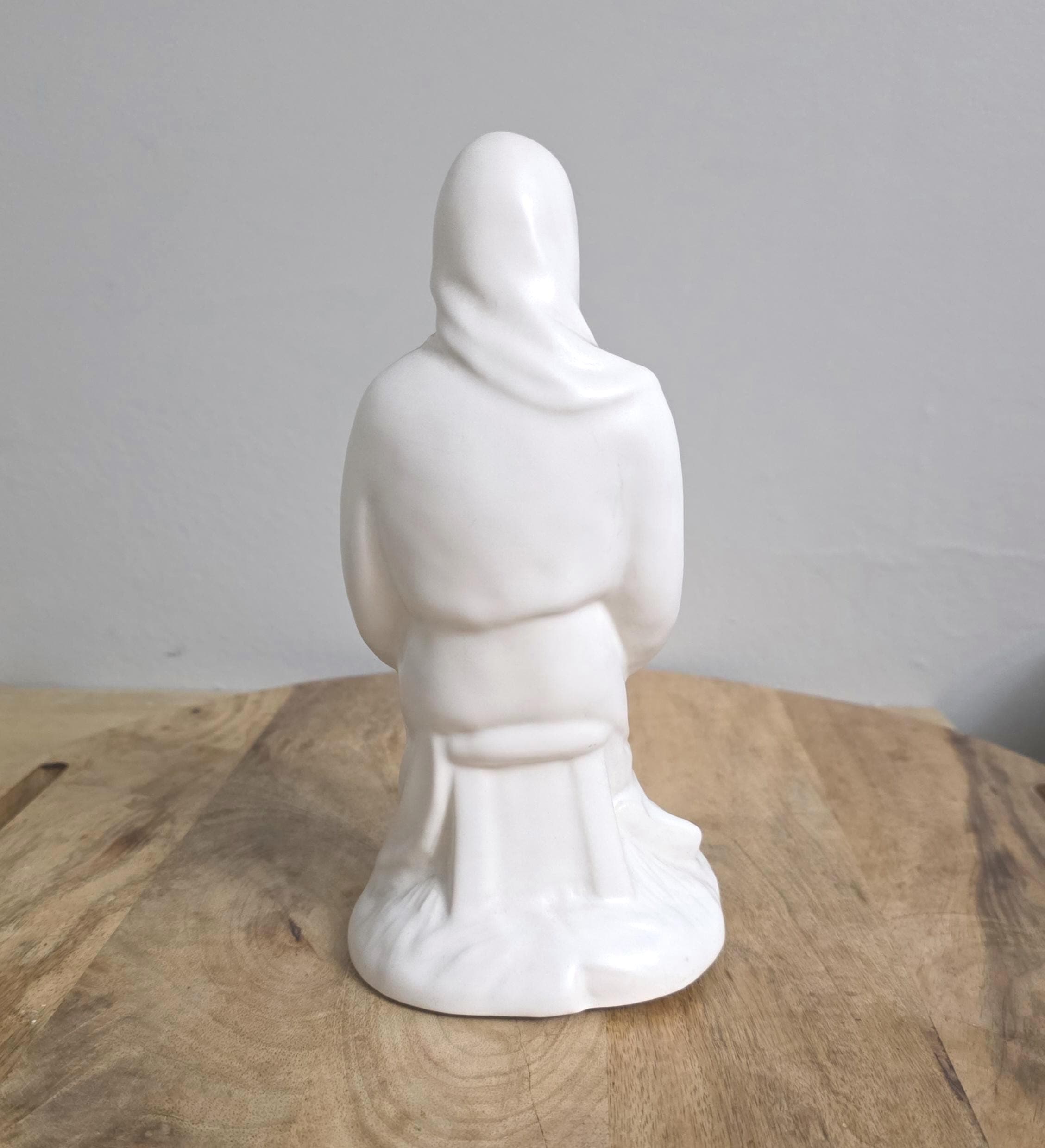 Vintage Mother and Child White Matte Pottery Statue - Thumbnail 2