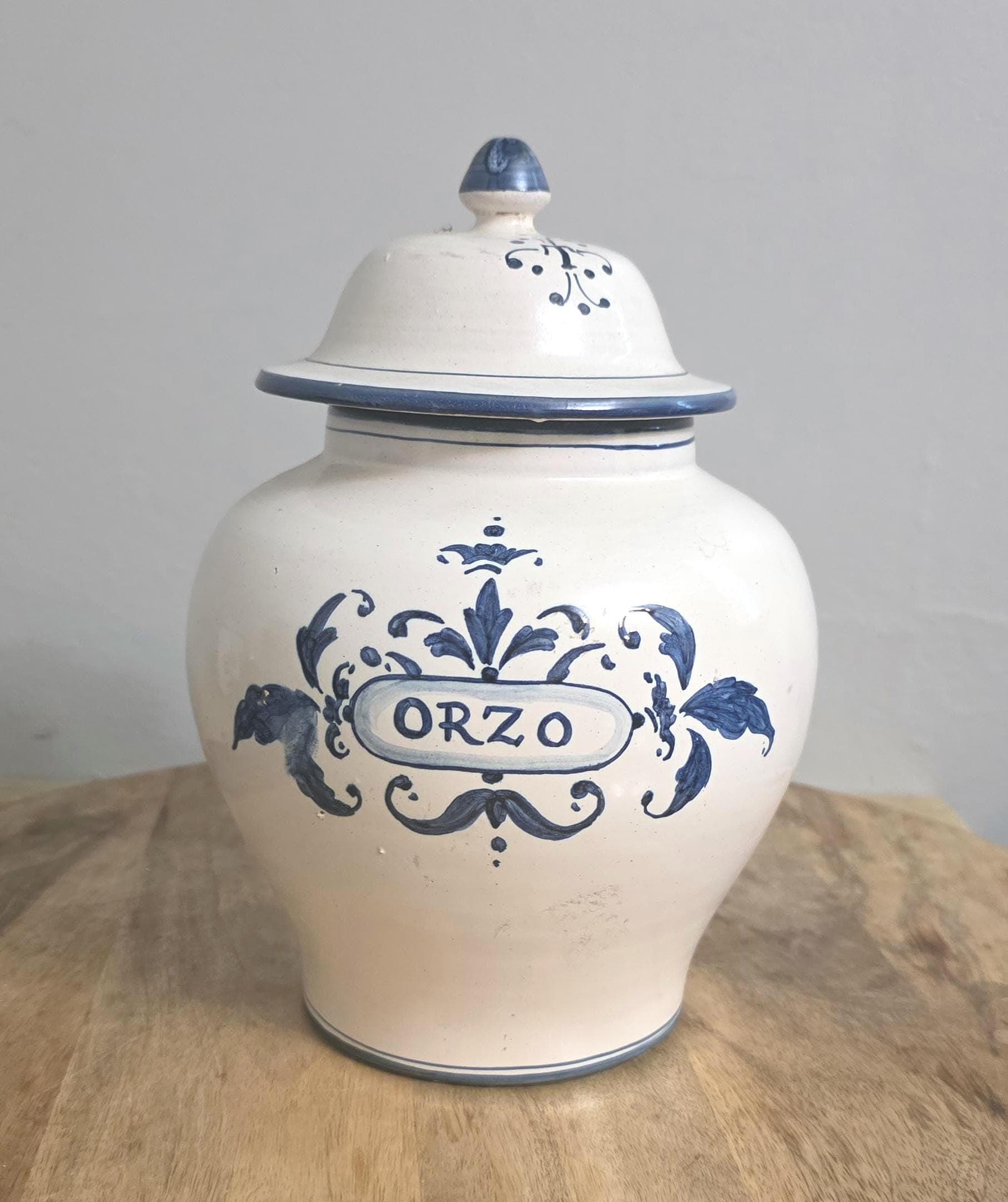 Vintage Italian Orzo (Pasta) Pottery Jar