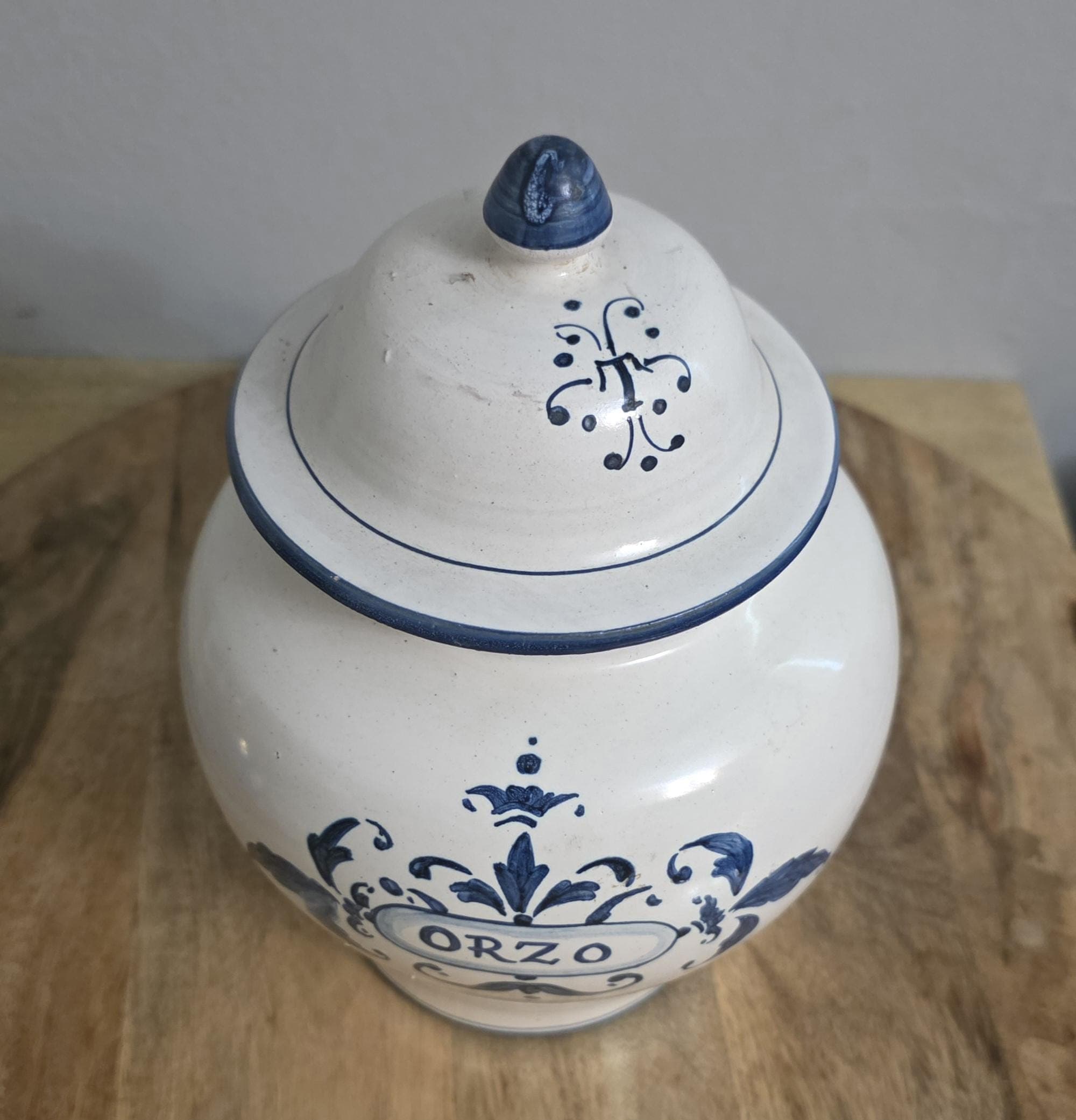 Vintage Italian Orzo (Pasta) Pottery Jar - Thumbnail 3