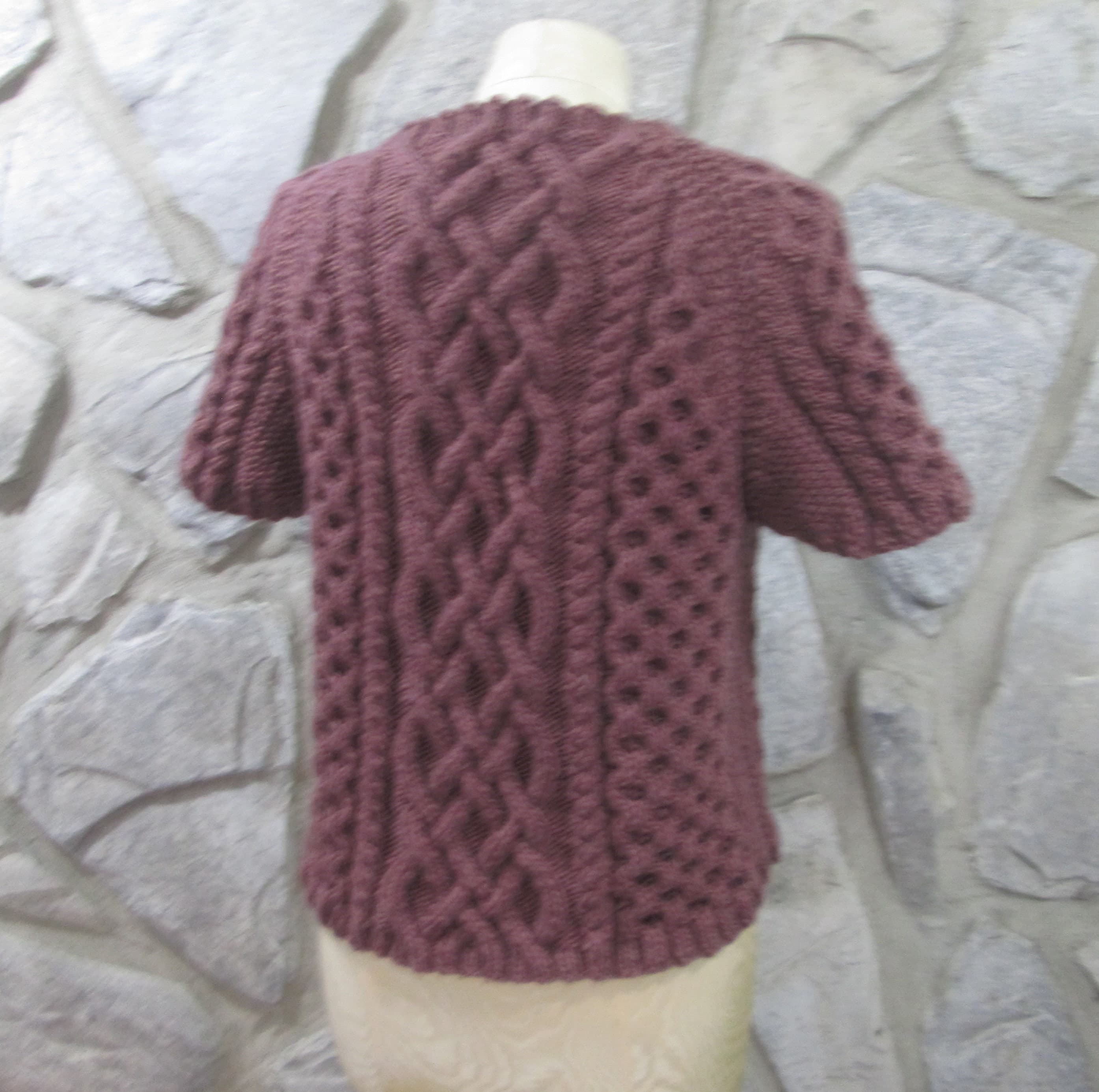 Handmade Merino Cashmere Wool Celtic Knot Irish Knit Aran Fisherman Sweater - Thumbnail 2