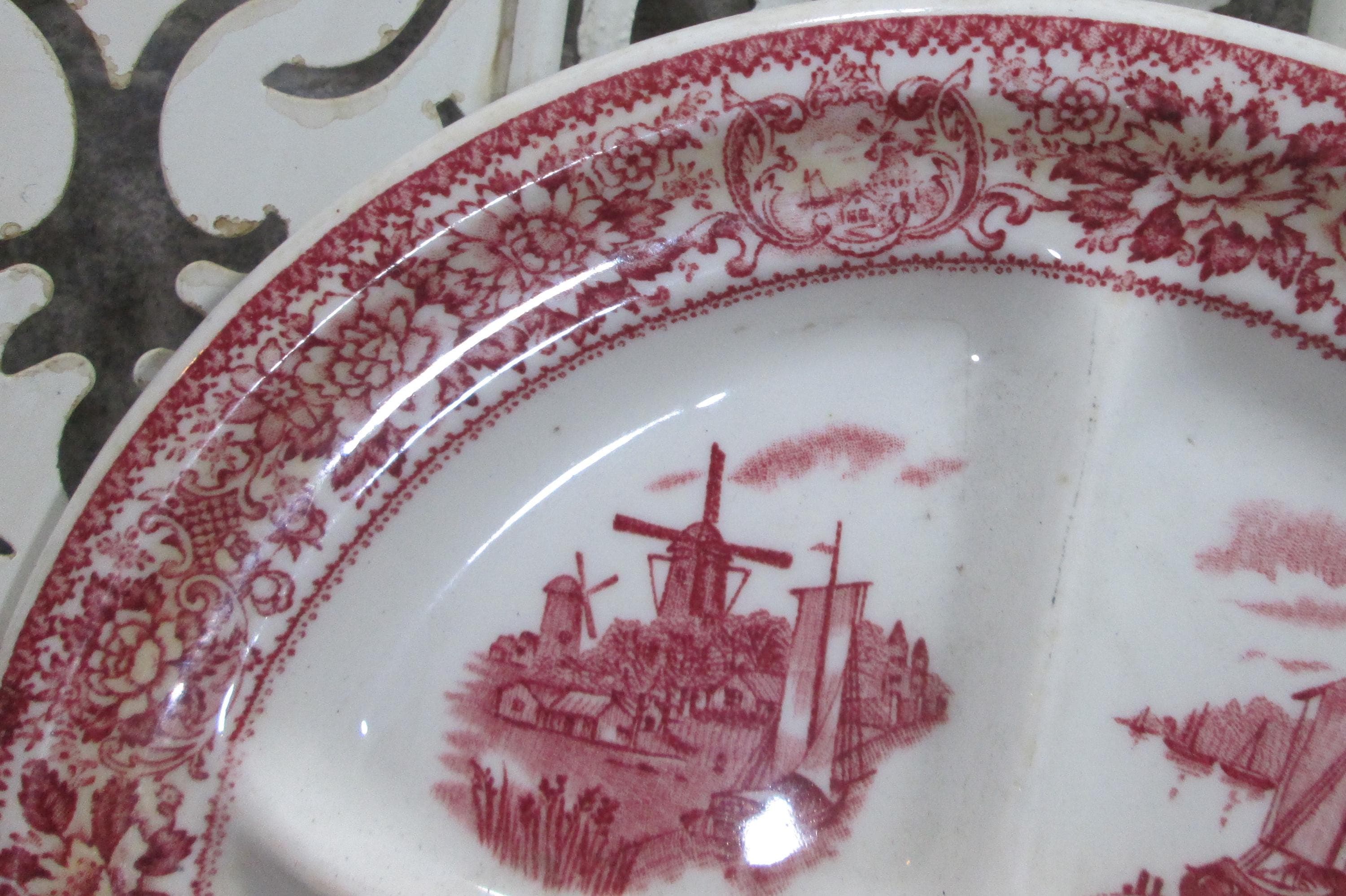 Vintage McNicol Restaurant Ware Red Windmill Grille Plate - Thumbnail 2