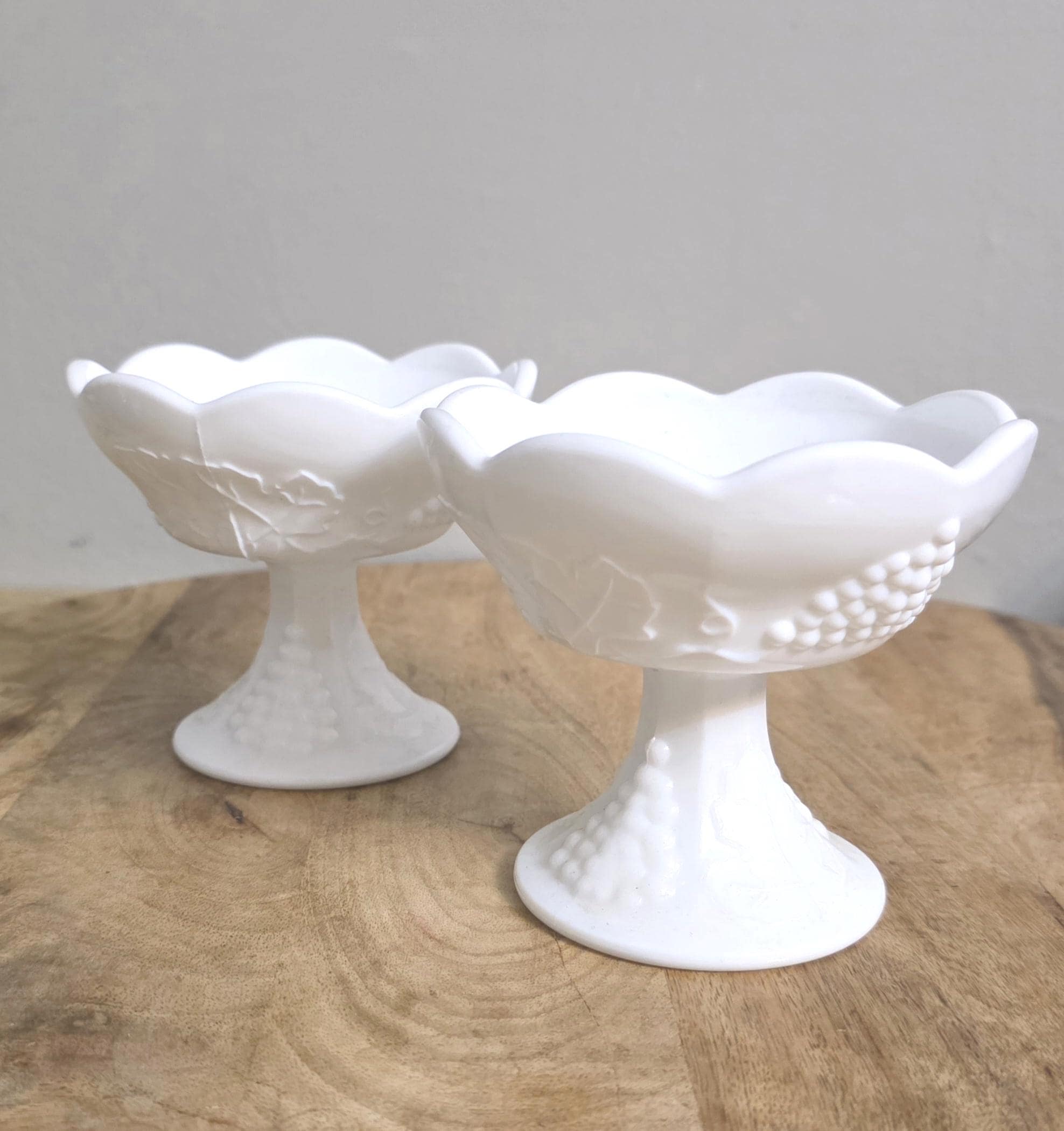 Vintage Indiana Glass Colony Harvest Pattern Milk Glass Candle Holders