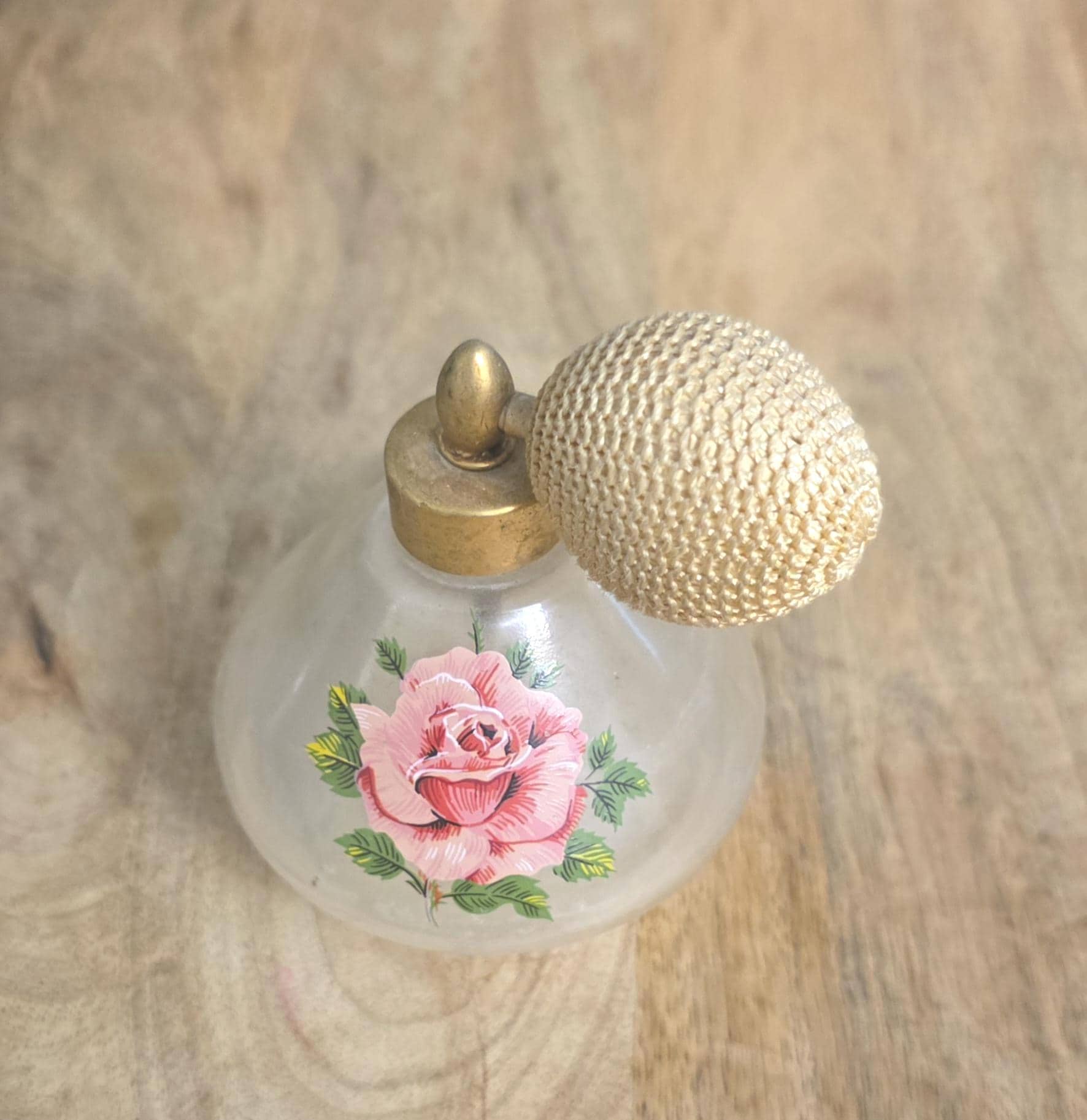 Vintage Austrian Pretty Rose Perfume Bottle Atomizer - Thumbnail 2