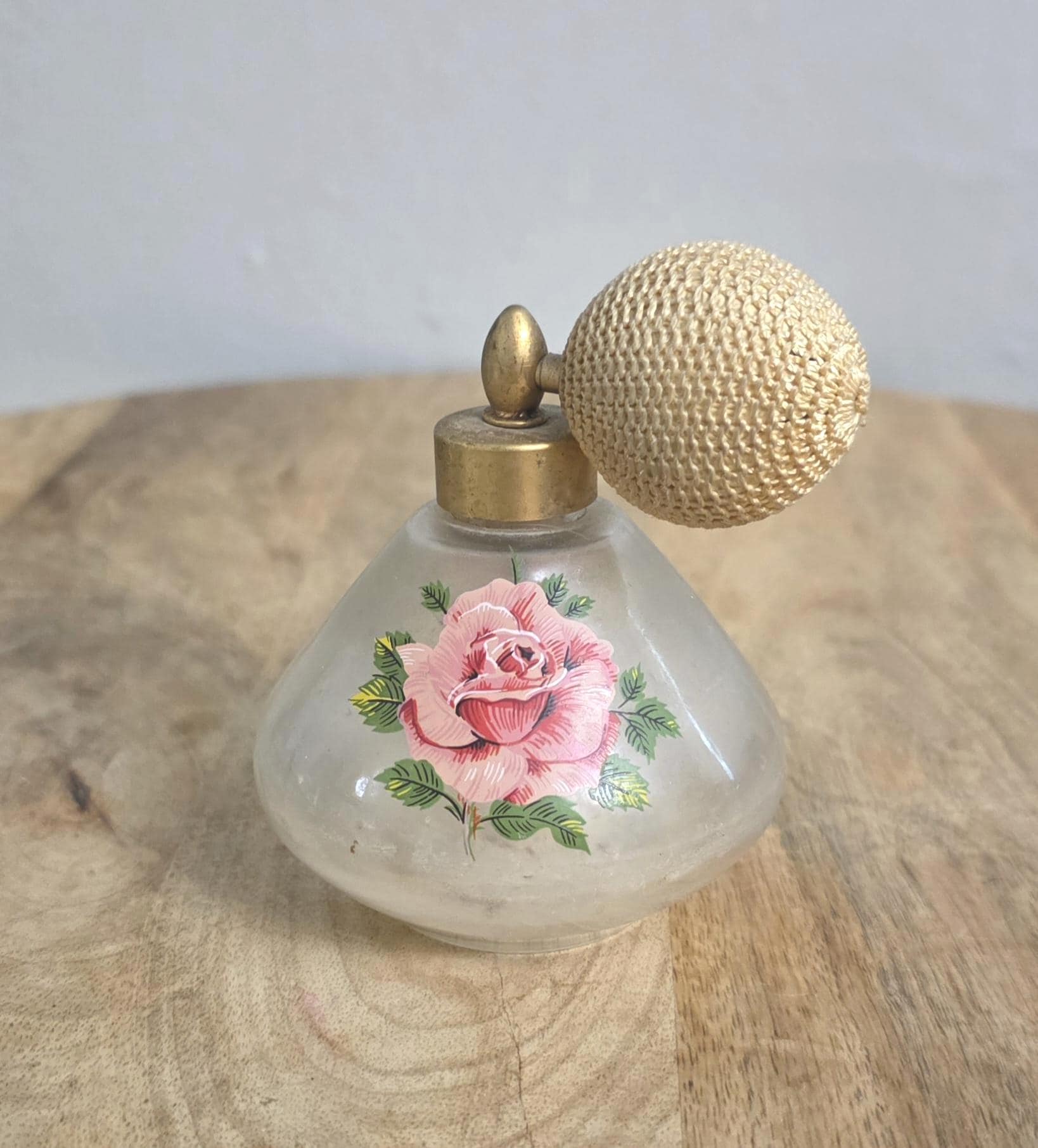 Vintage Austrian Pretty Rose Perfume Bottle Atomizer