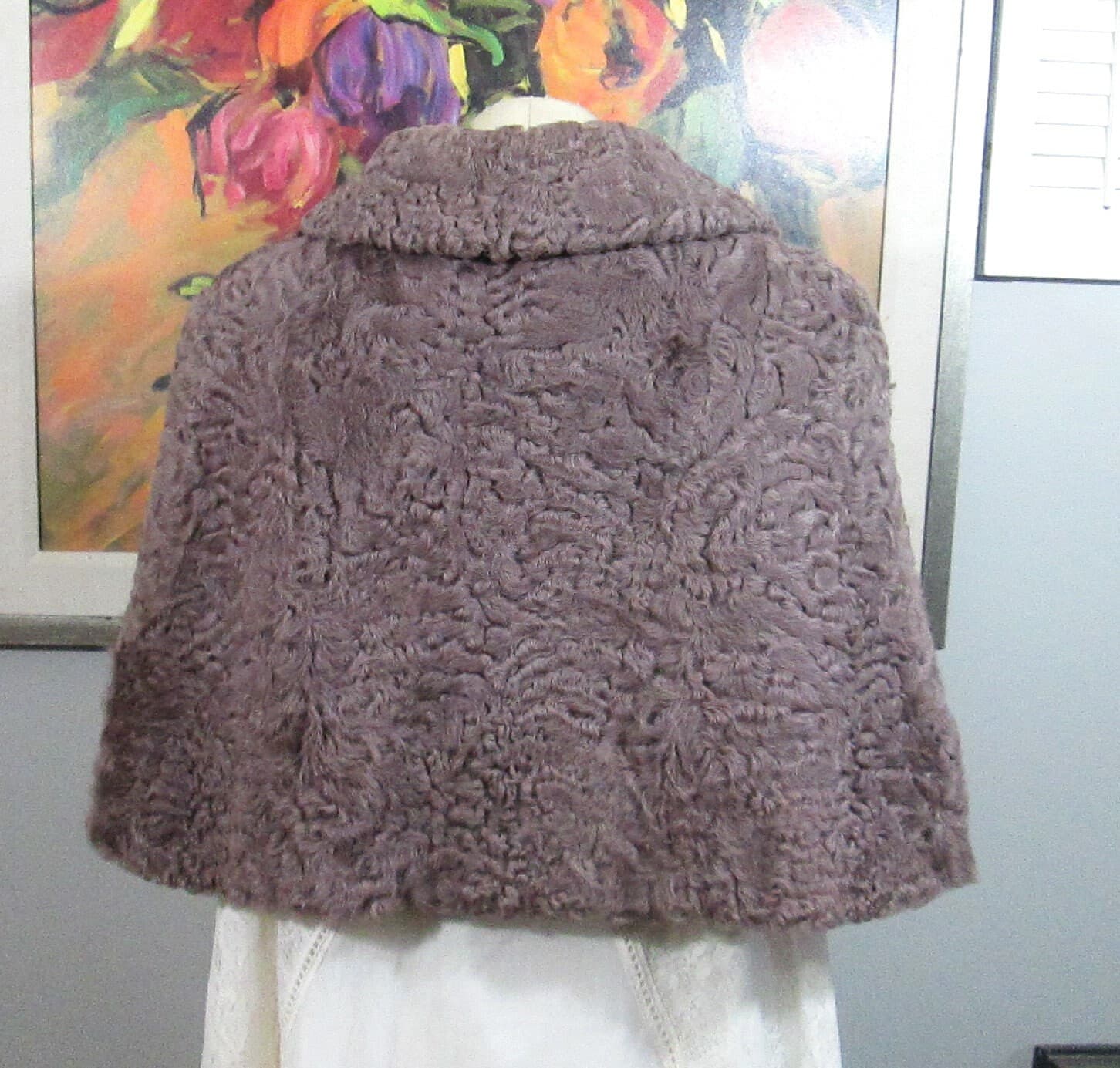 Vintage Rare 1940's Robert Marcus Paris Curly Lambs Wool Stole - Thumbnail 3
