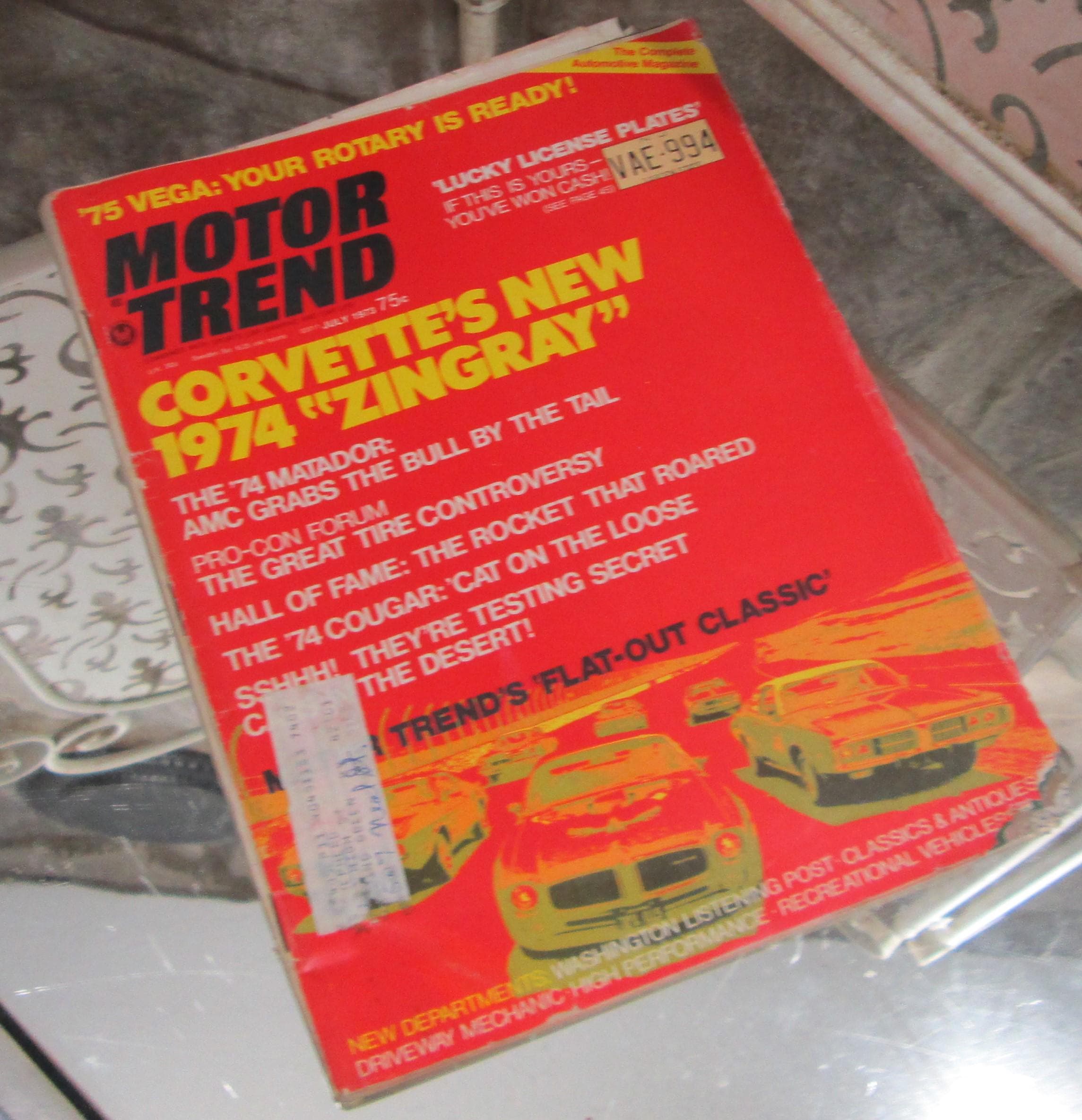 Vintage Motor Trend Magazine, July 1973, Vega, Matador, Cougar