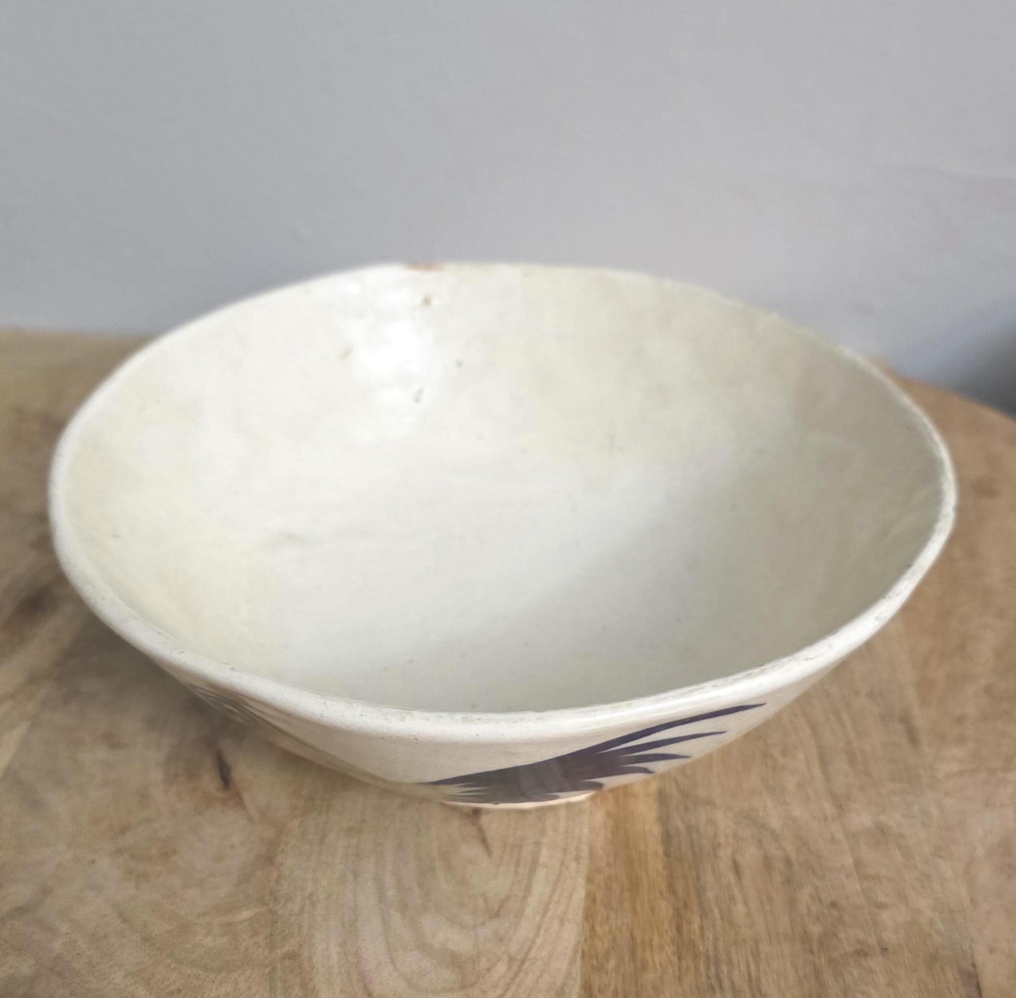 Antique Chinese Pottery Chicken Design Kitchen Bowl - Thumbnail 3