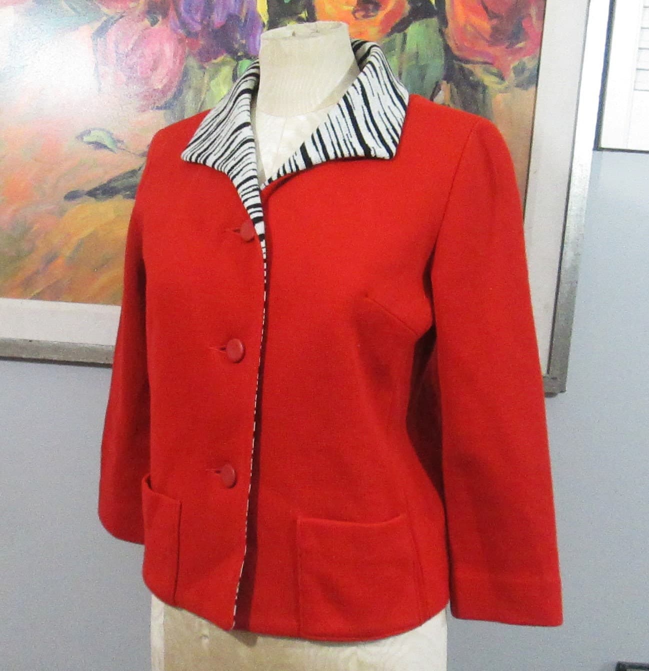 Vintage 1960's Kimberly Knits Zebra Print Jacket as seen in Mad Men