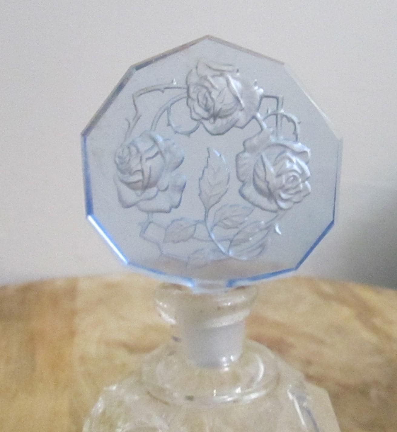 Vintage Morlee Cut Crystal Perfume Bottle with Dauber - Thumbnail 2