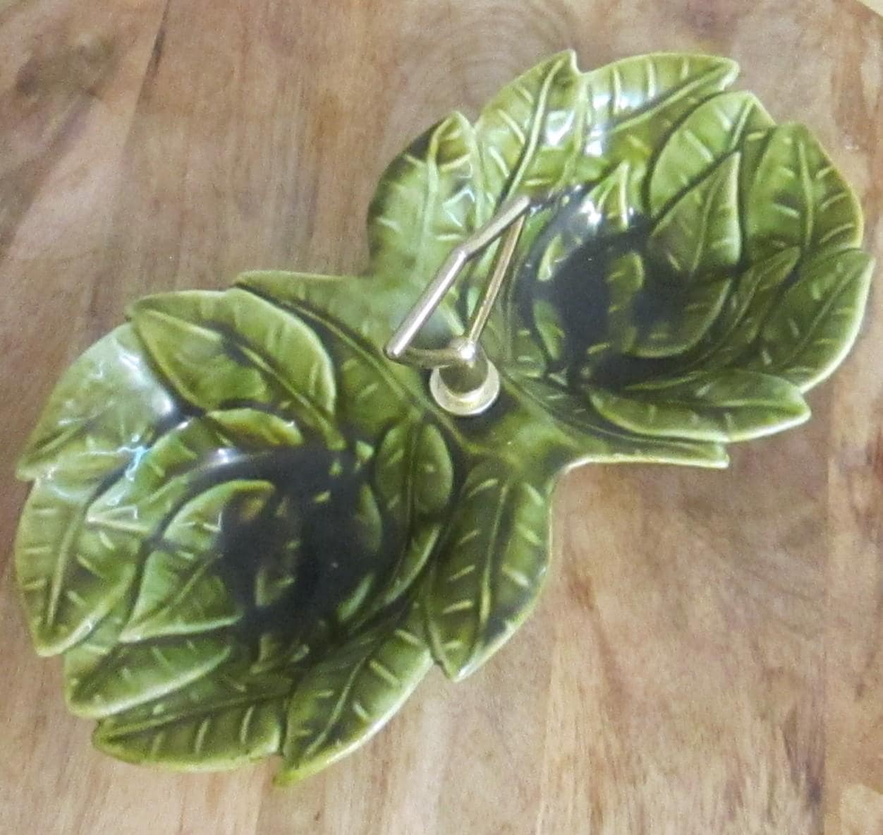 Vintage Wade California Pottery Green Leaf Design Tidbit Tray Server