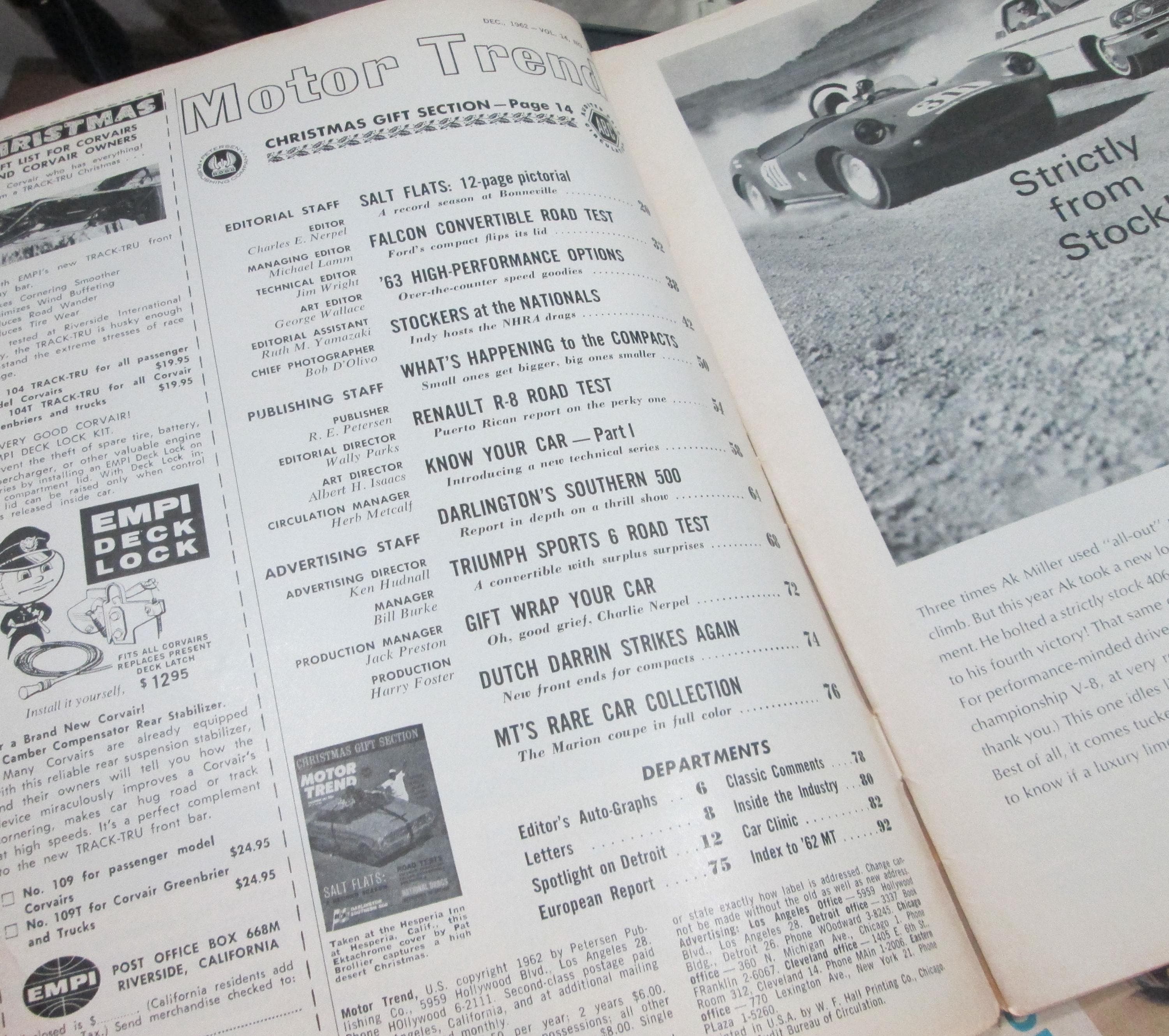 Vintage Motor Trend December 1962, Ford Falcon, Triumph - Thumbnail 3