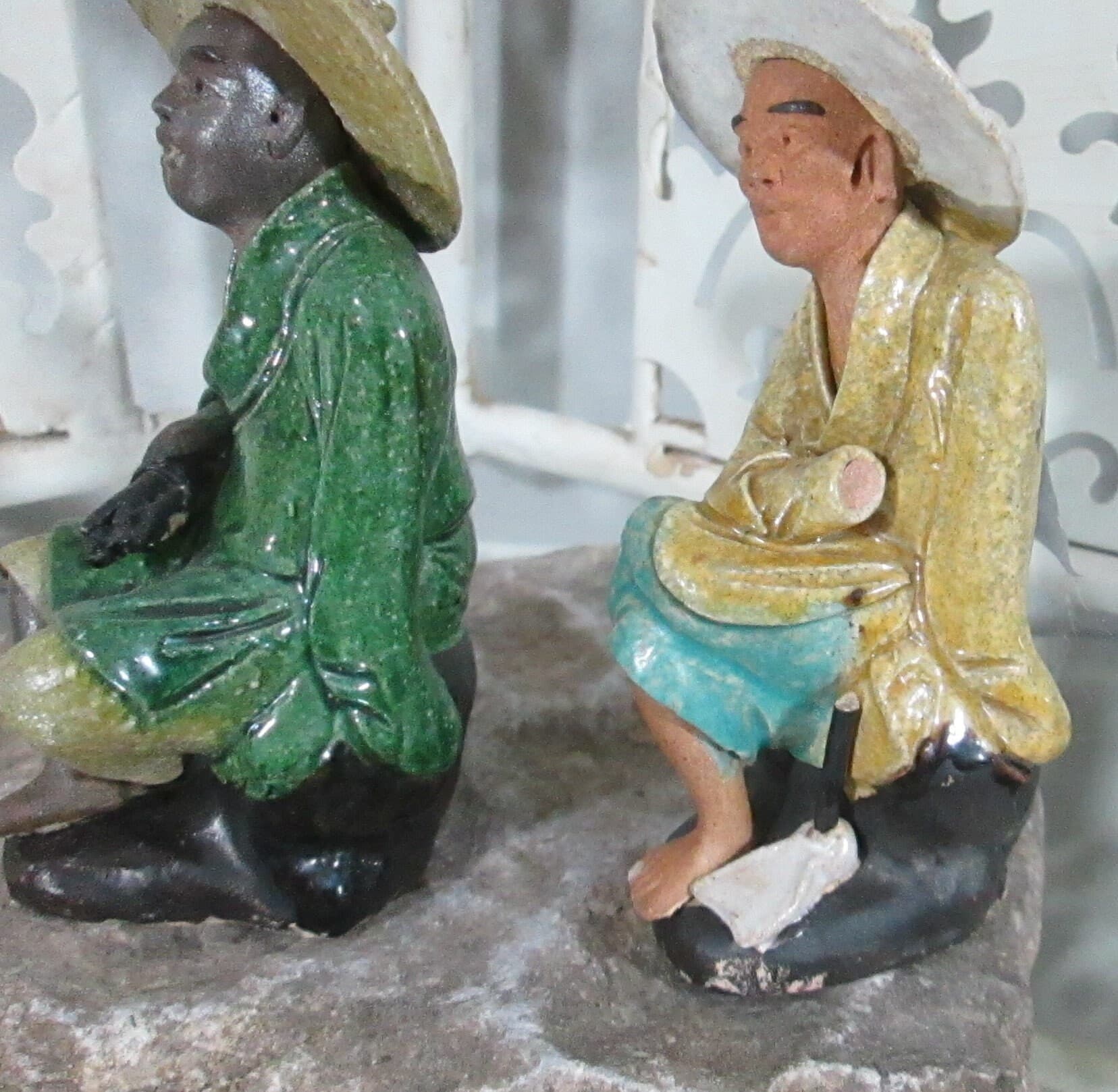 Pair of Vintage Chinese Mud Men Figures - Thumbnail 3