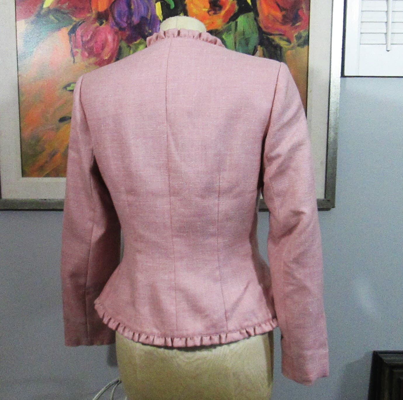 Vintage Blush Pink Silk Blend Suit Jacket - Thumbnail 2