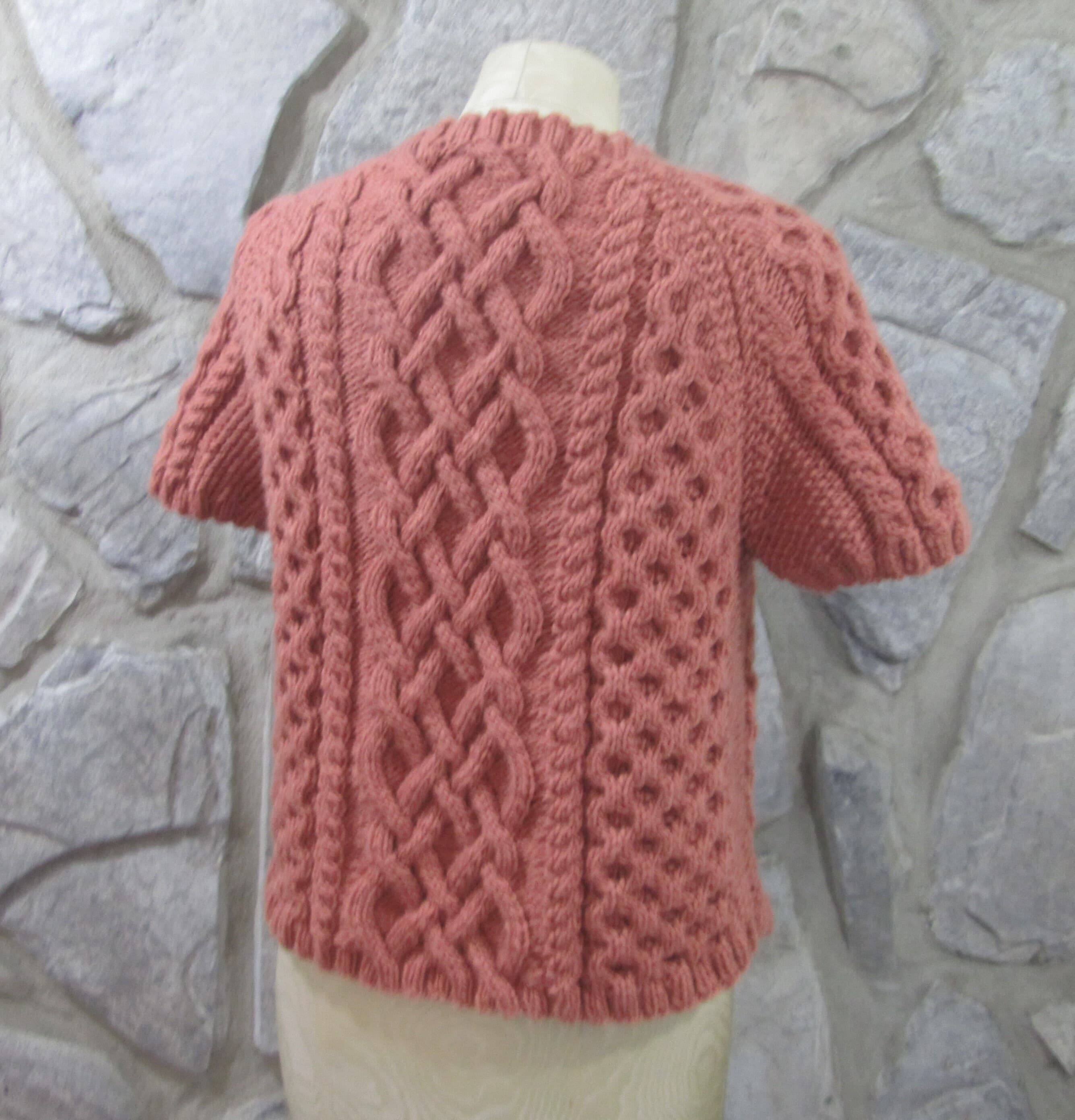 Handmade Merino Cashmere Wool Celtic Knot Irish Knit Aran Fisherman Sweater - Thumbnail 2