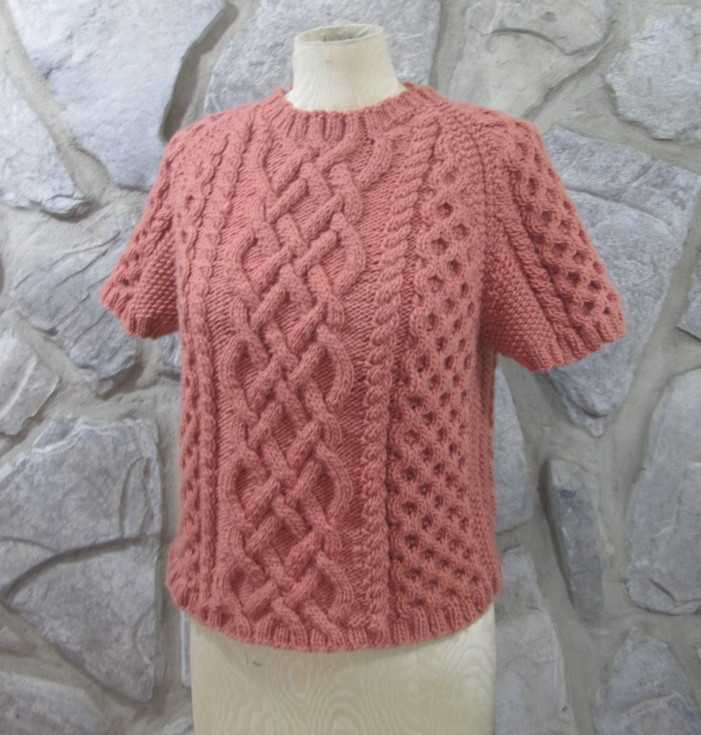 Handmade Merino Cashmere Wool Celtic Knot Irish Knit Aran Fisherman Sweater