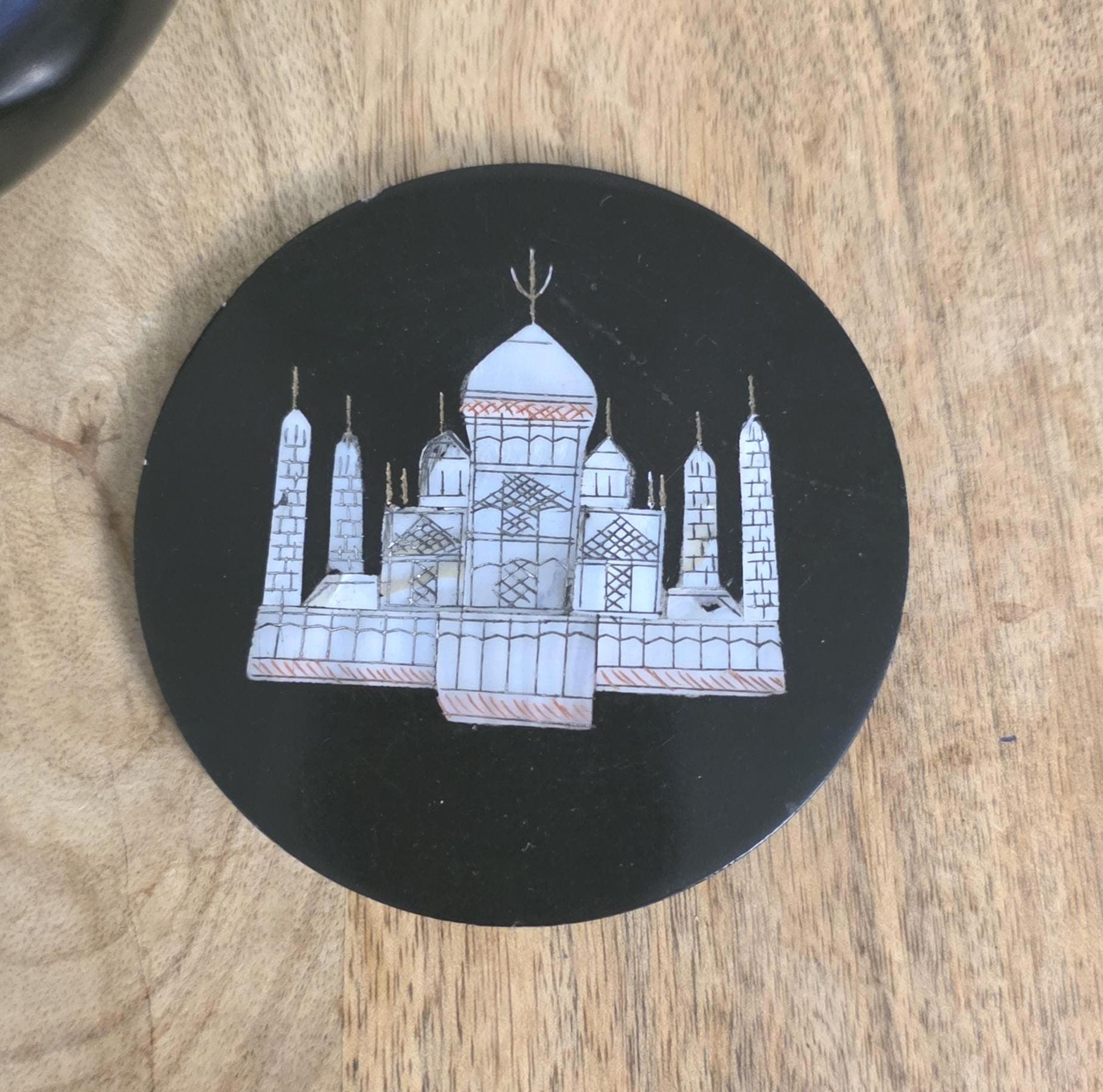Vintage Taj Mahal Mother-of-Pearl Inlay Coasters - Thumbnail 3