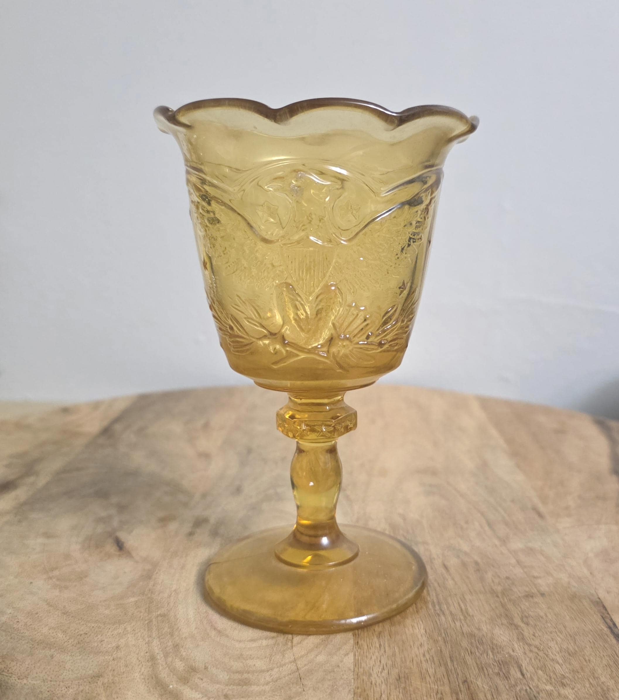 Vintage Eagle Amber Wine Glass Goblet
