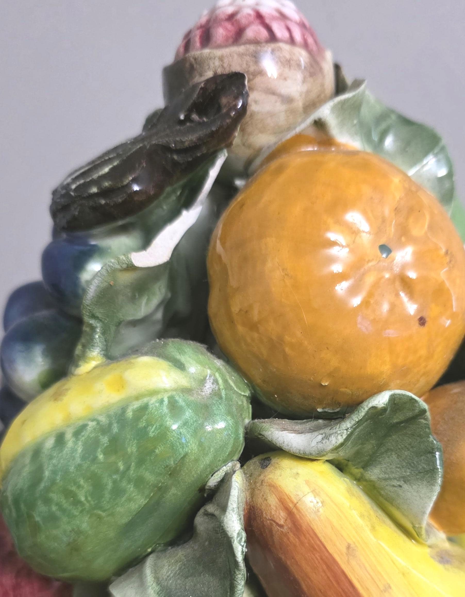 Vintage Italian Pottery Fruit and Vegetable Basket Table Centerpiece - Thumbnail 5