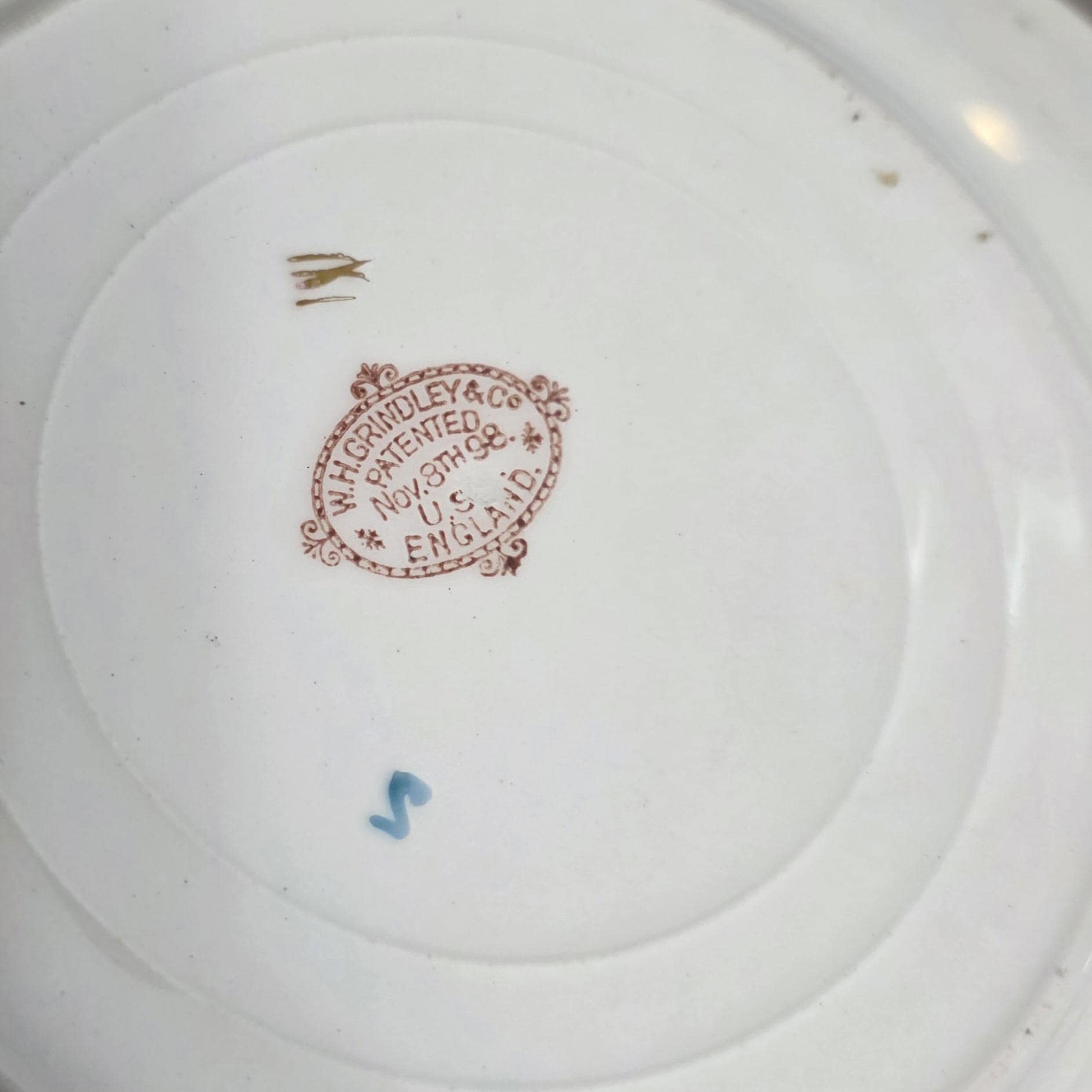 Antique Pretty Blue and White Porcelain Plate - Thumbnail 2