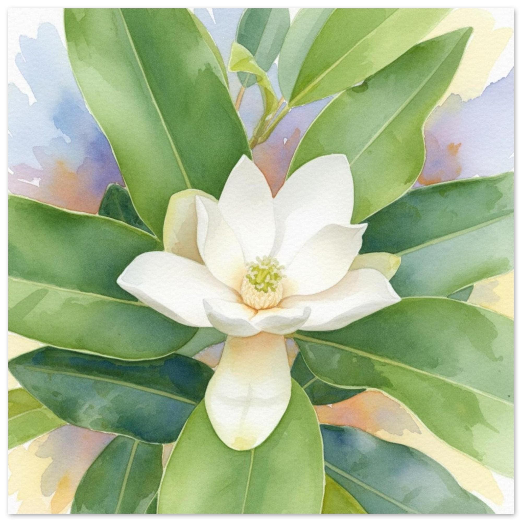 Southern Magnolia Fine Art Print - Botanical Wall Decor, Floral Giclée Print, Minimalist Nature Artwork, Gift for Flower Lovers, Home Decor - Thumbnail 2