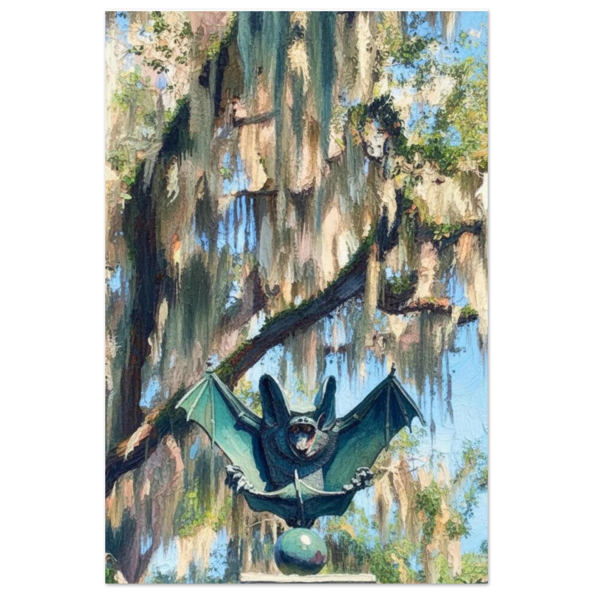 Gothic Bat Sculpture Fine Art Print - Dark Academia Wall Decor, Witchy Aesthetic Poster, Moody Victorian Gothic Home Art - Thumbnail 2