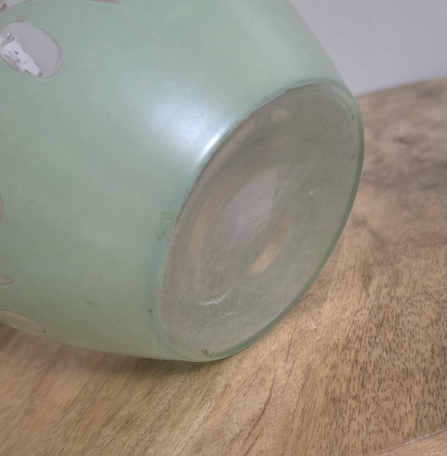 Vintage Pink and Green Art Nouveau Glass Vase - Thumbnail 4