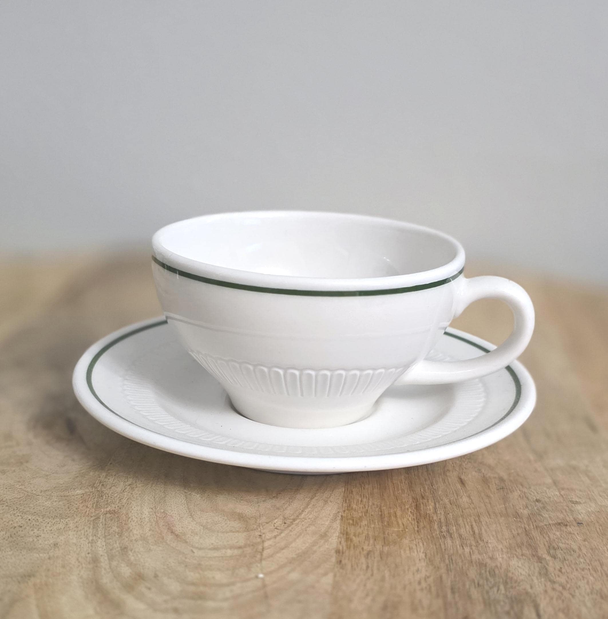Vintage Green Band Restaurant Coffee Cup