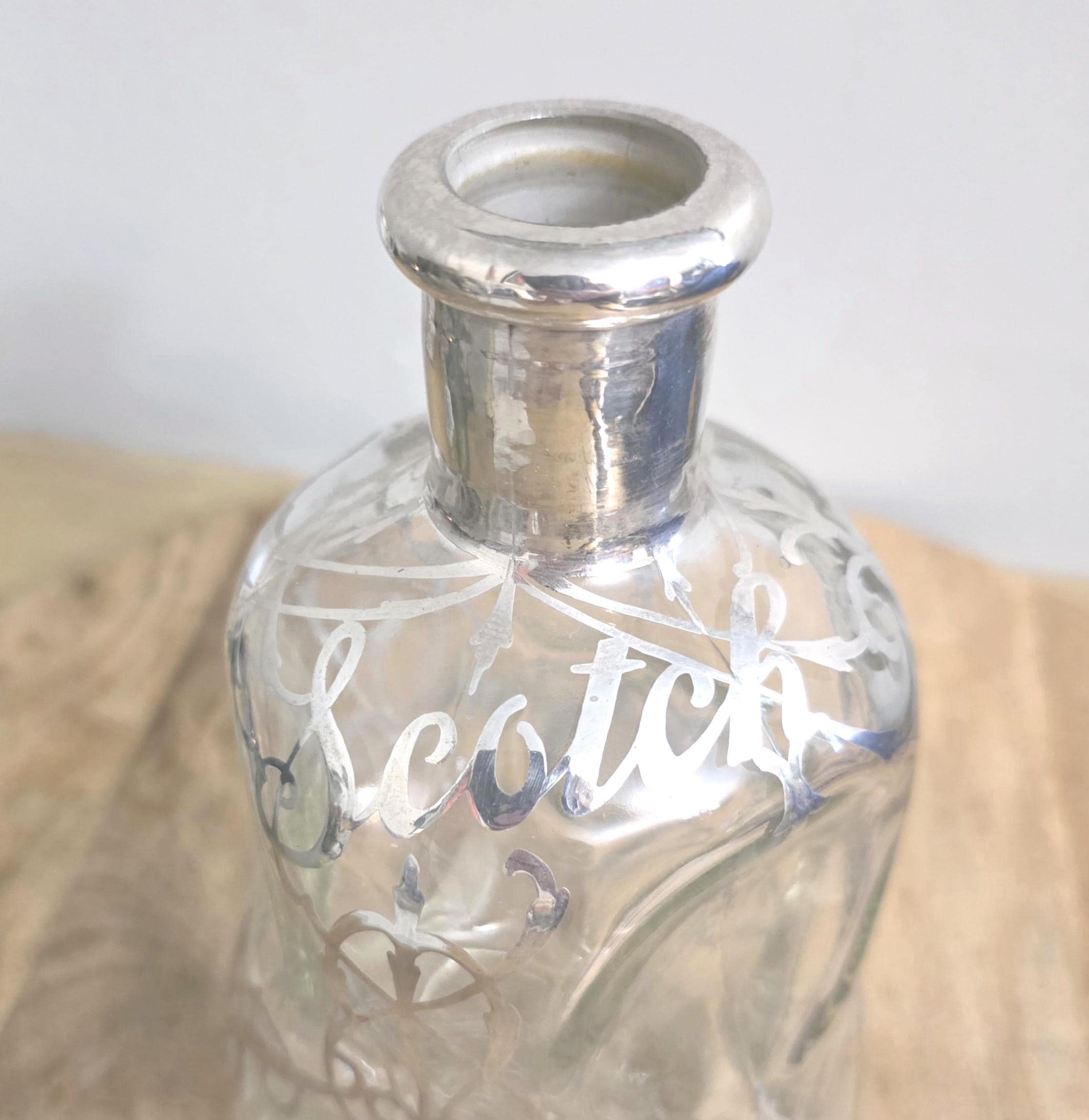 Vintage Sterling Silver Overlay Scotch Decanter