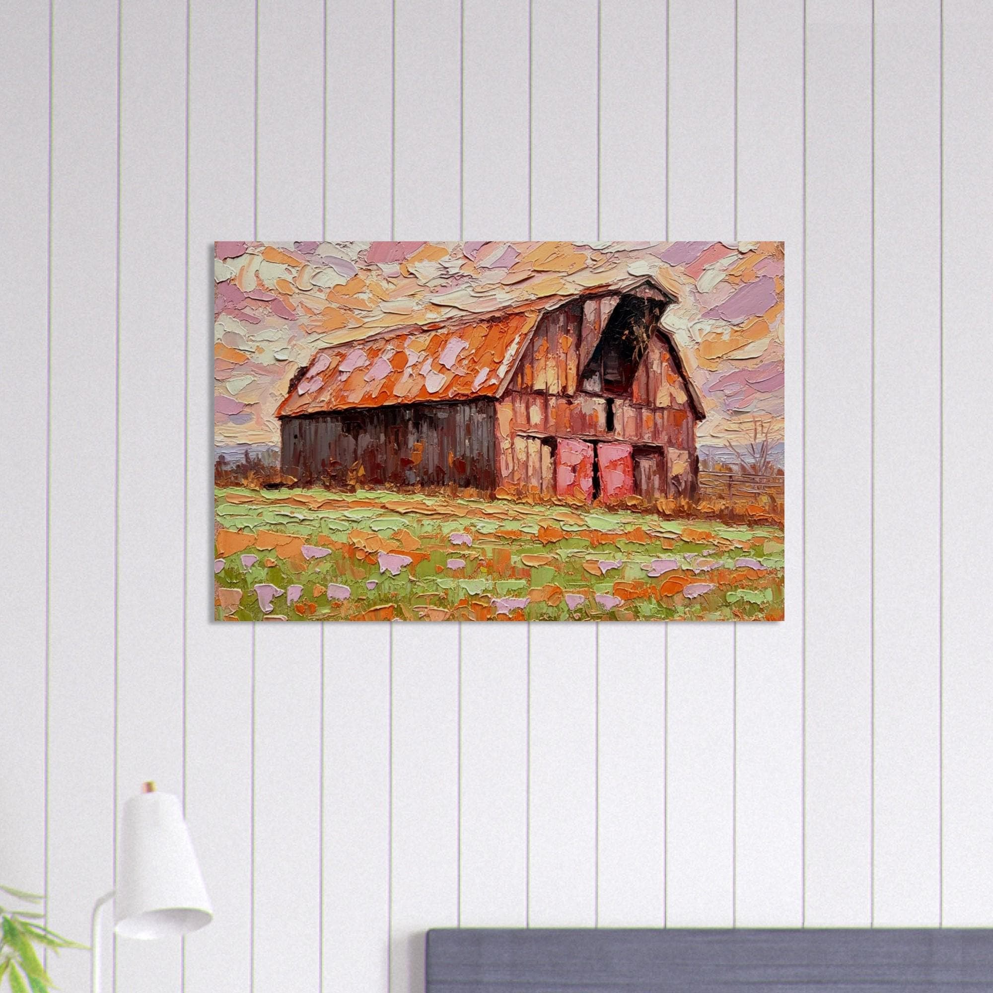Country Barn Fine Art Print, Rustic Farmhouse Wall Decor, Farm Landscape Poster, Rural Countryside Art Print