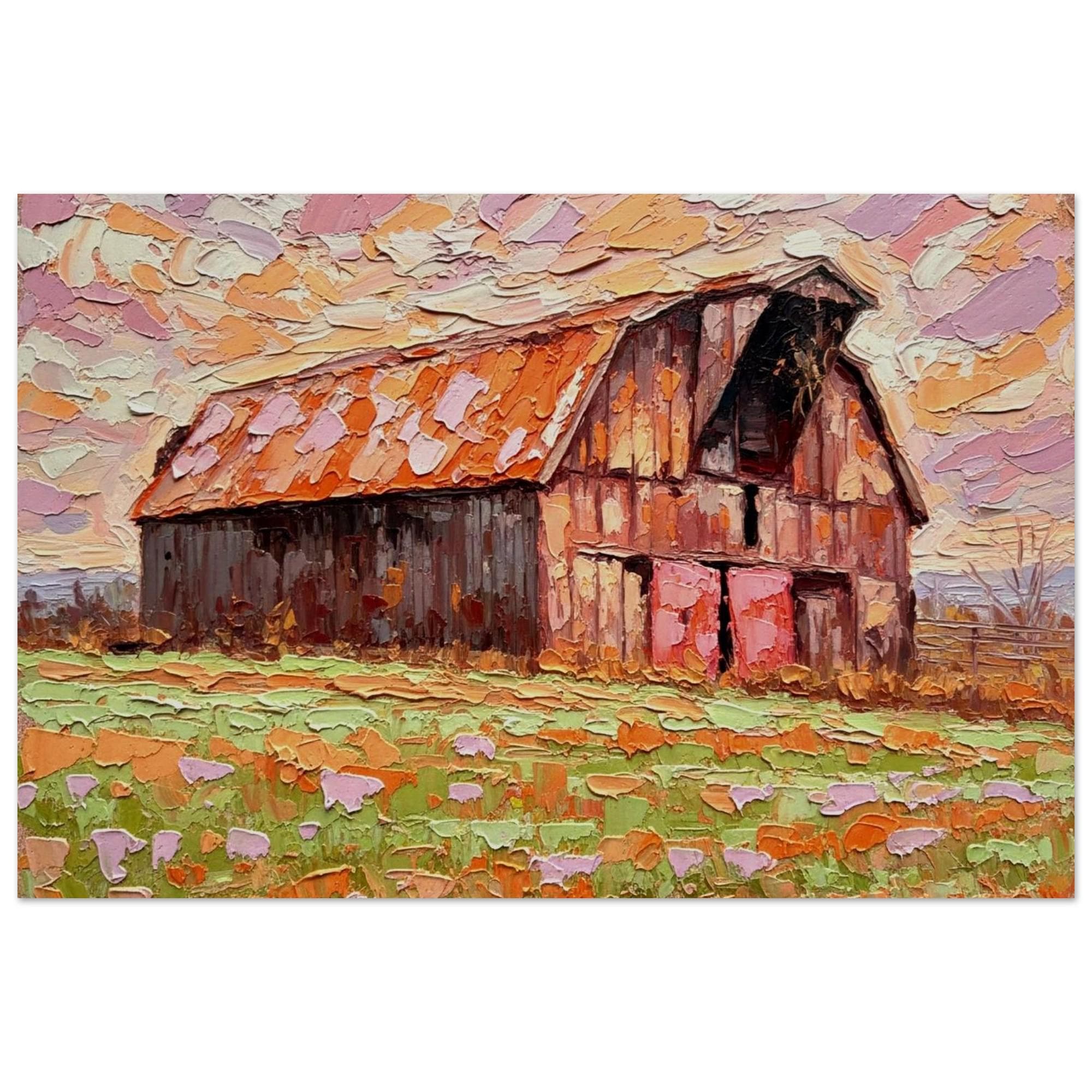 Country Barn Fine Art Print, Rustic Farmhouse Wall Decor, Farm Landscape Poster, Rural Countryside Art Print - Thumbnail 2