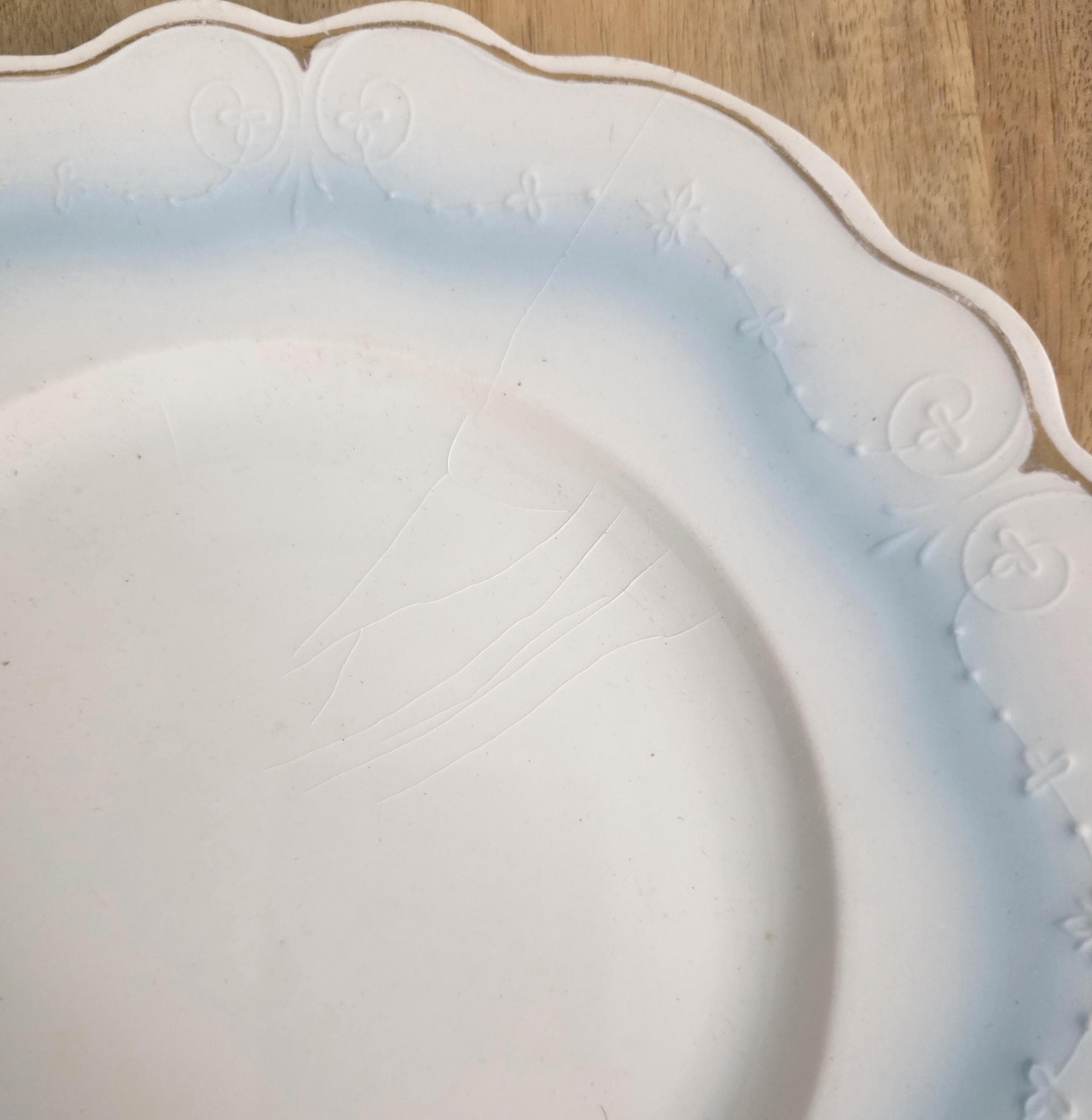 Antique Pretty Blue and White Porcelain Plate - Thumbnail 3