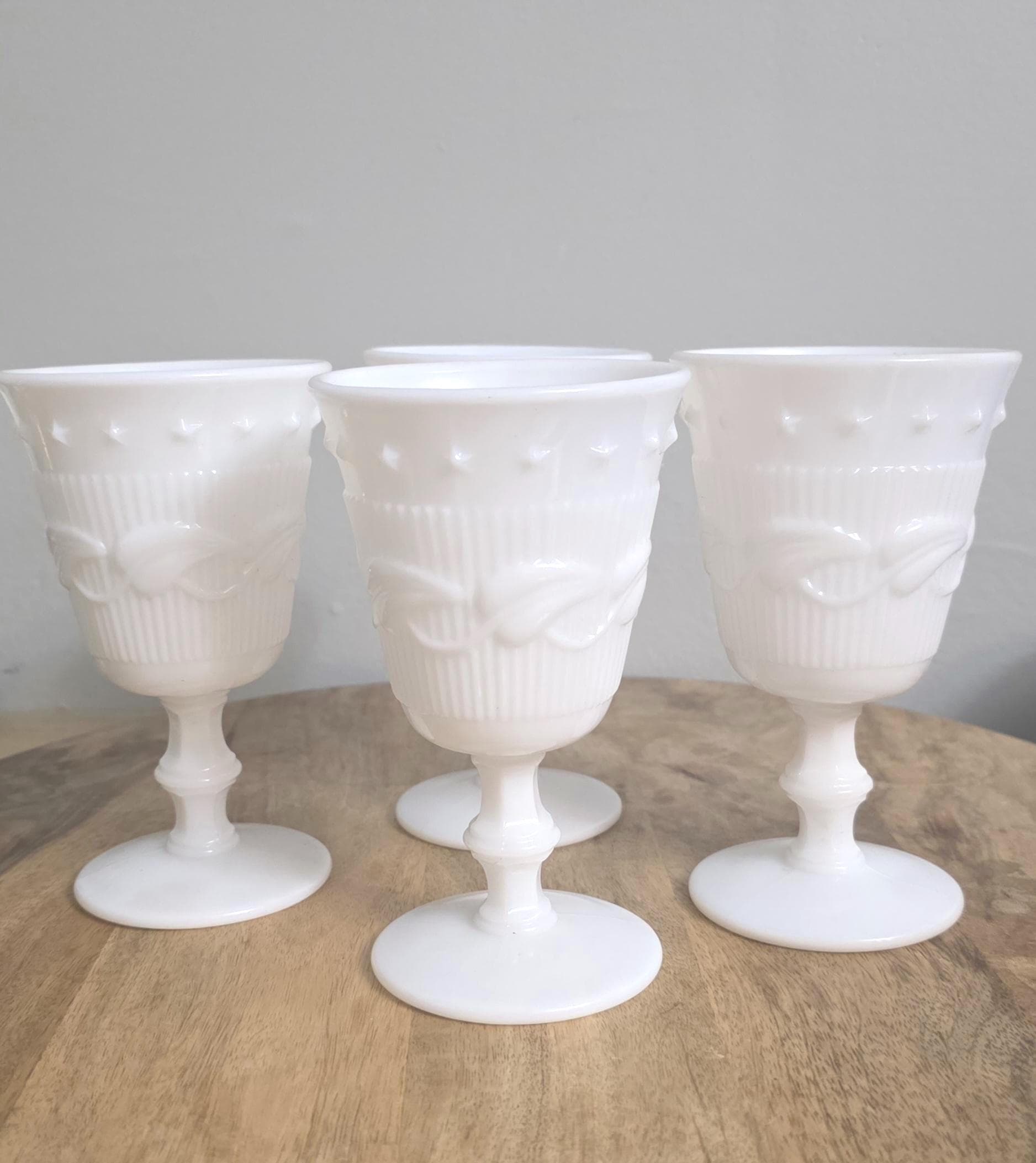 Vintage Milk Glass Goblet Wine Wedding Glasses